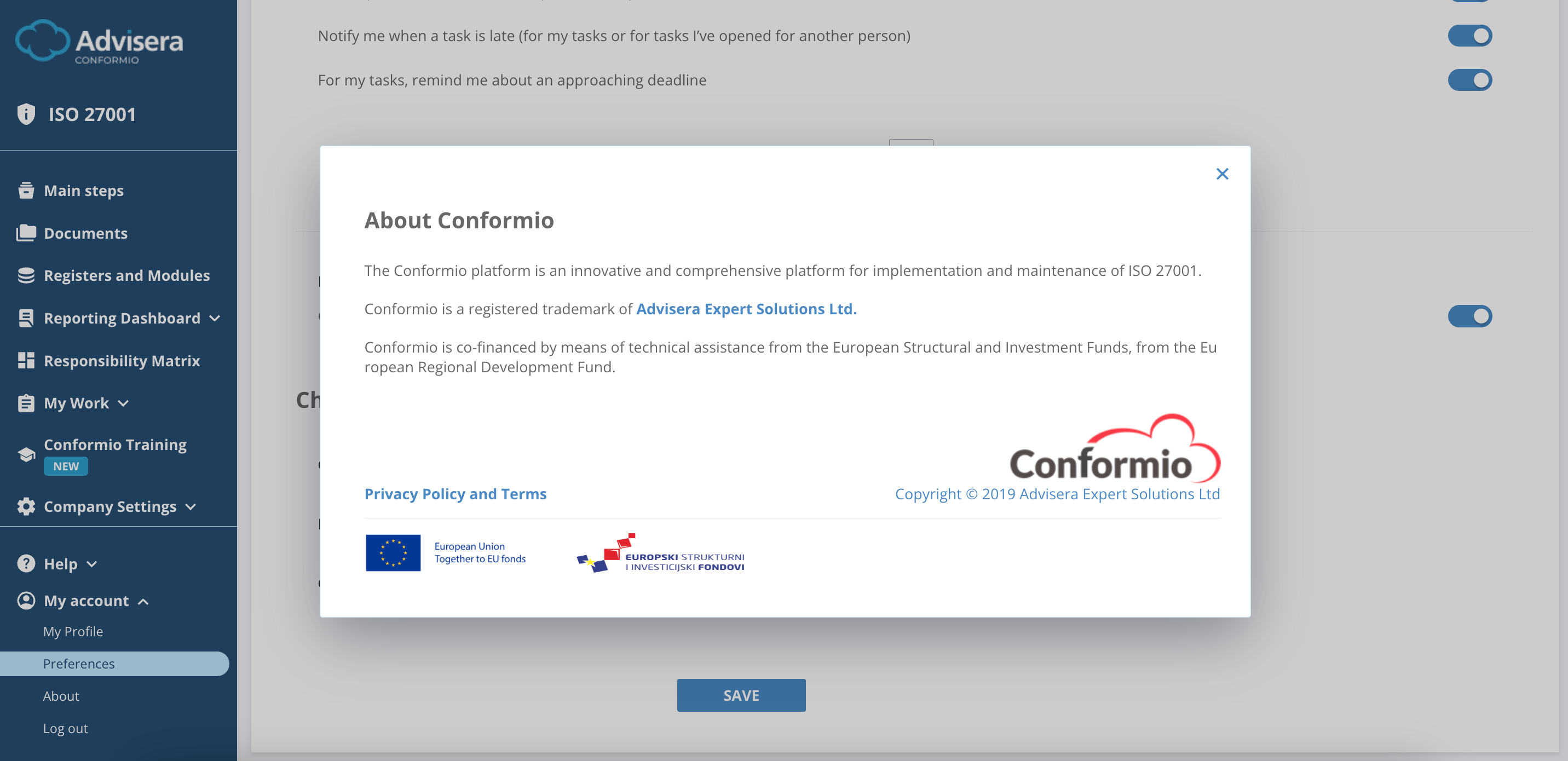 User Profile & Preferences - Advisera Help Center