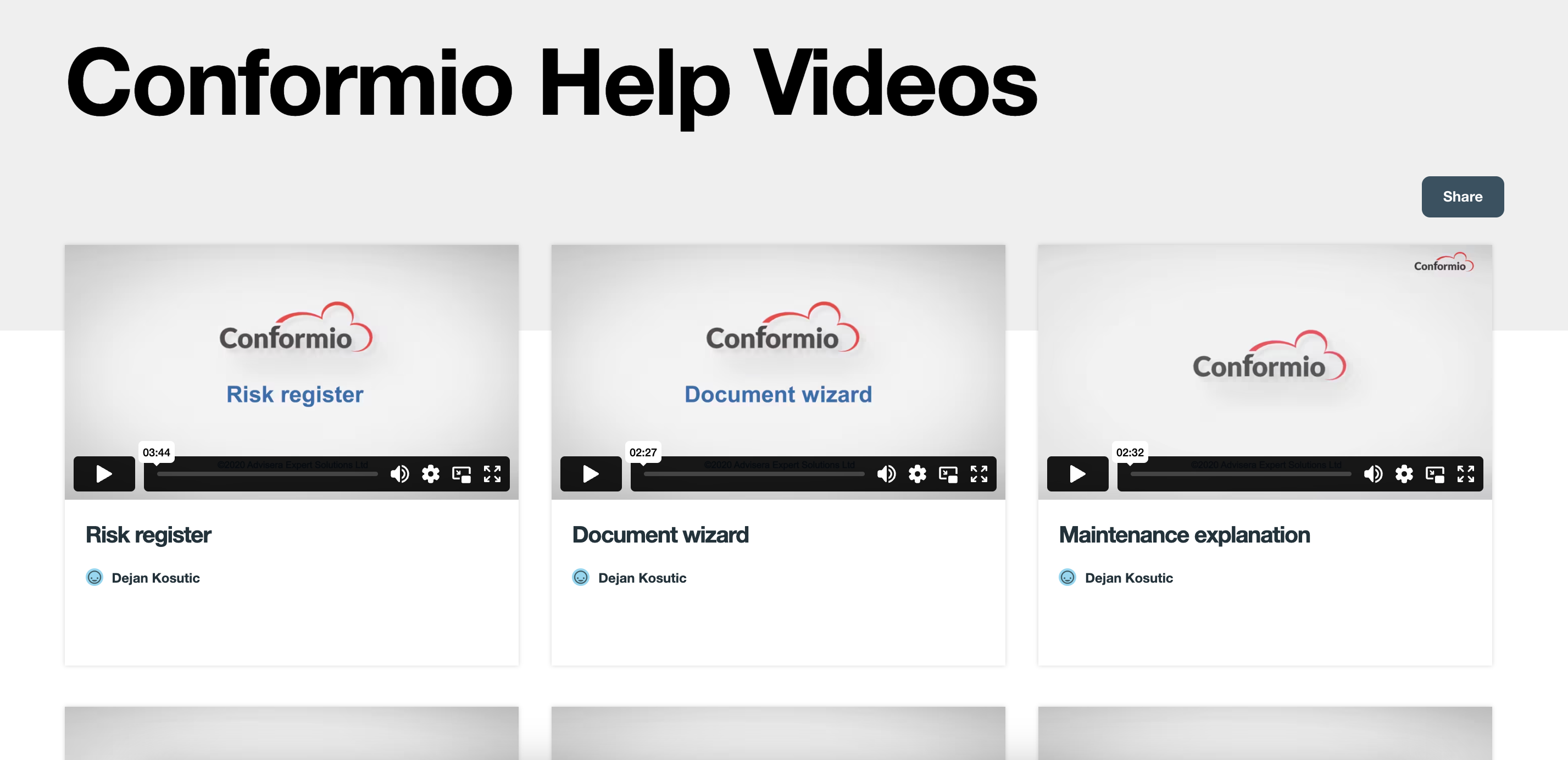 Conformio Support - Advisera Help Center
