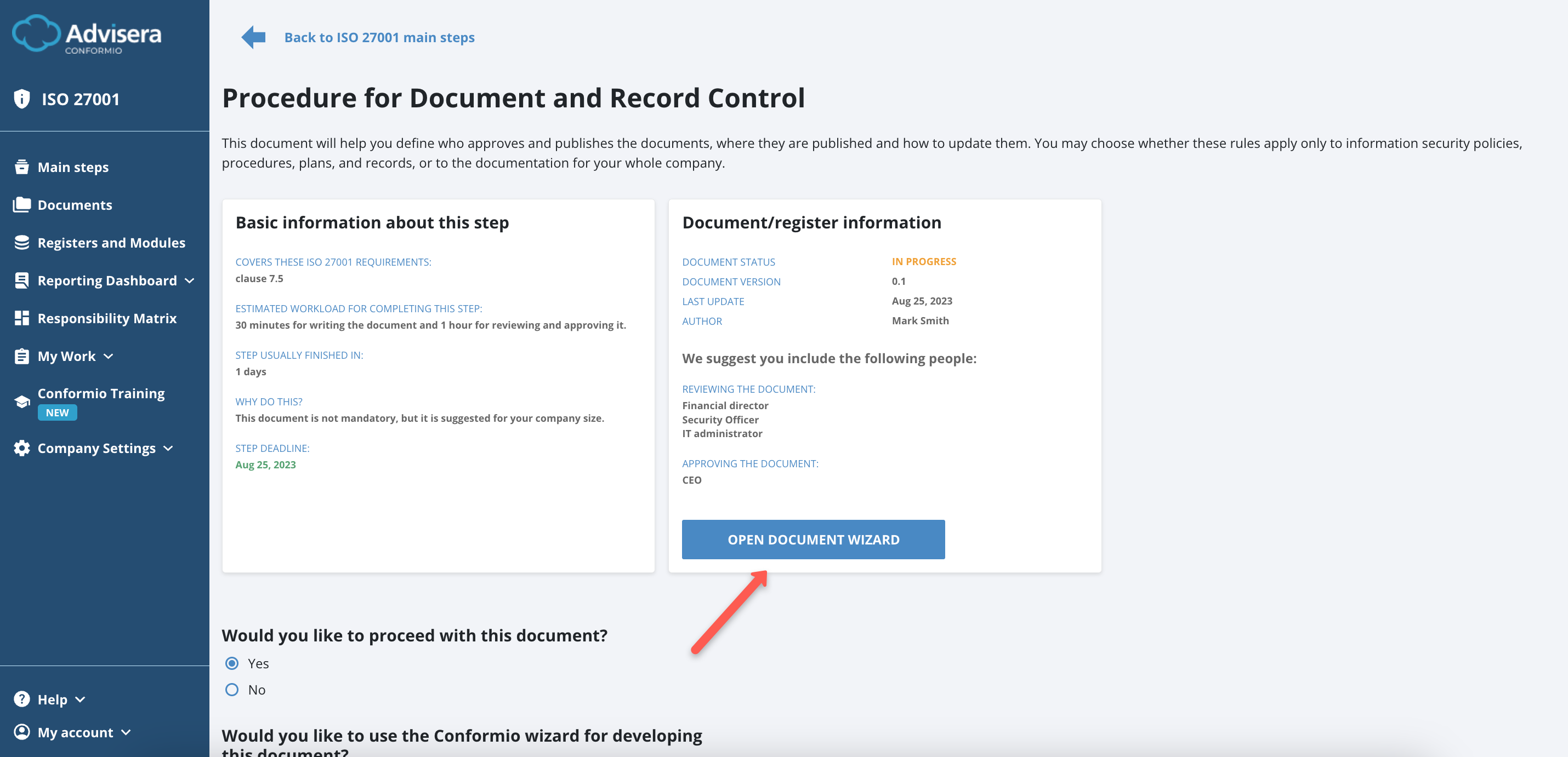 Working with Documents in Conformio Working with Documents in Conformio - Advisera Help Center