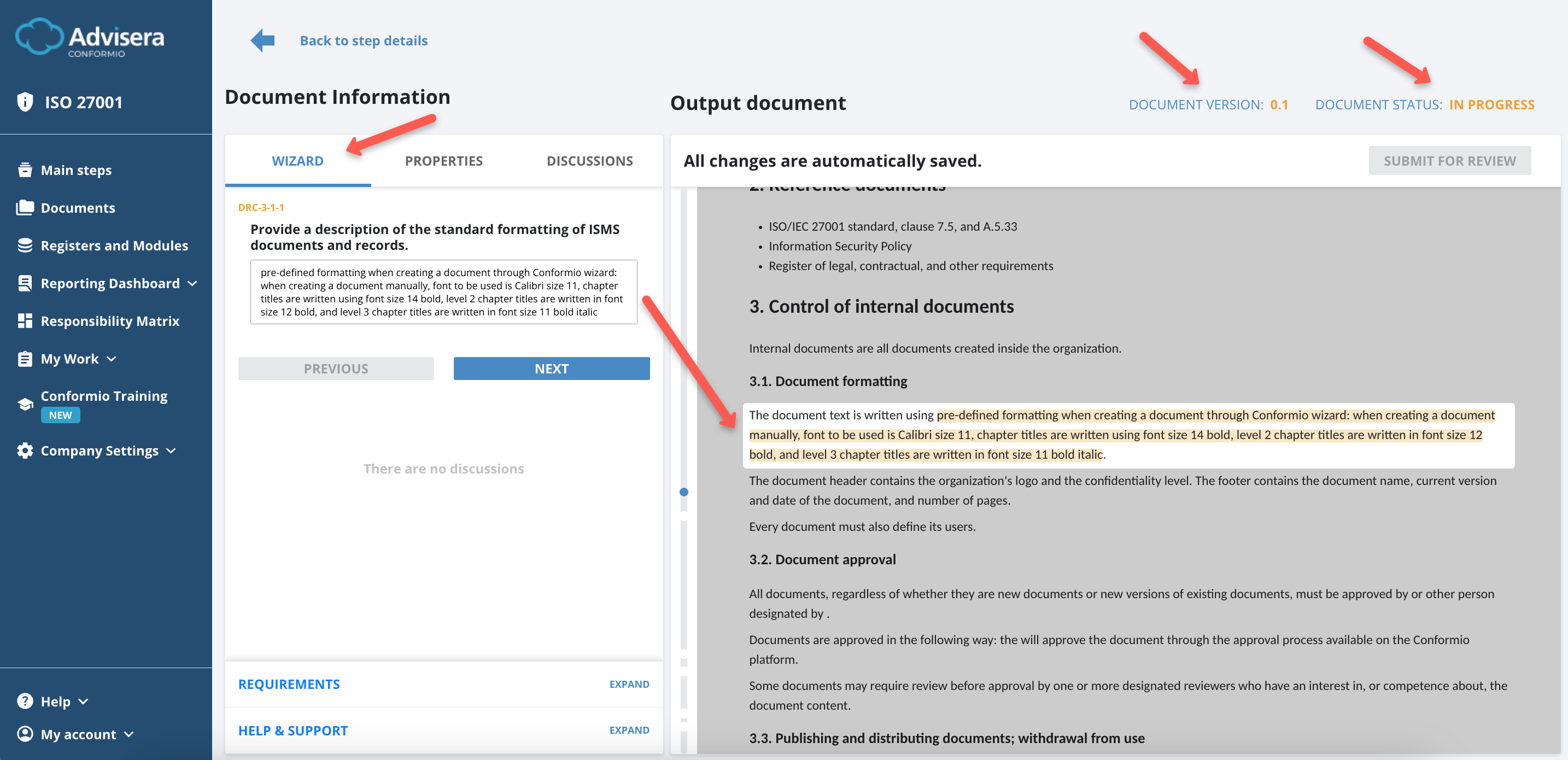 Working with Documents in Conformio - Advisera Help Center