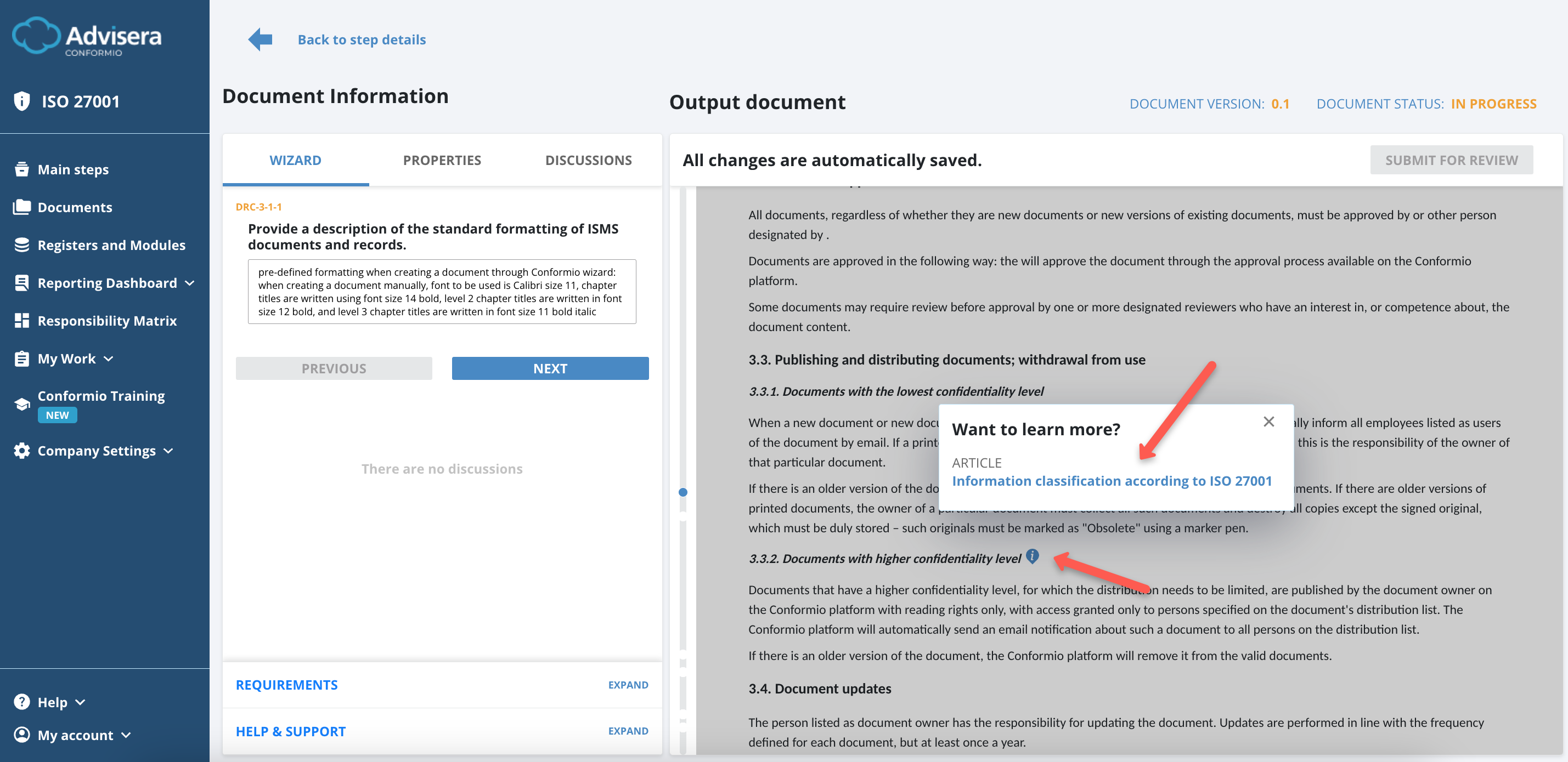 Working with Documents in Conformio Working with Documents in Conformio - Advisera Help Center