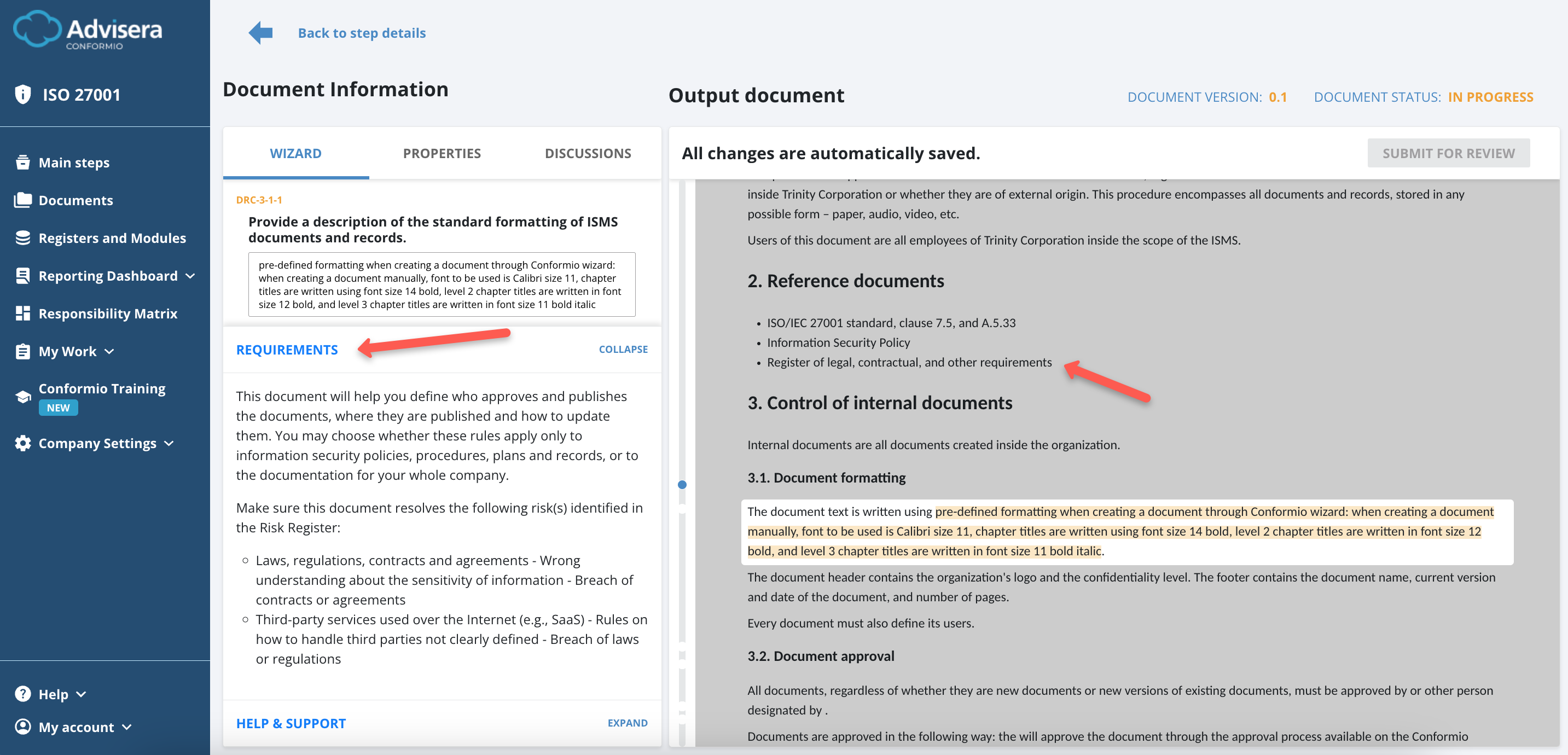 Working with Documents in Conformio Working with Documents in Conformio - Advisera Help Center