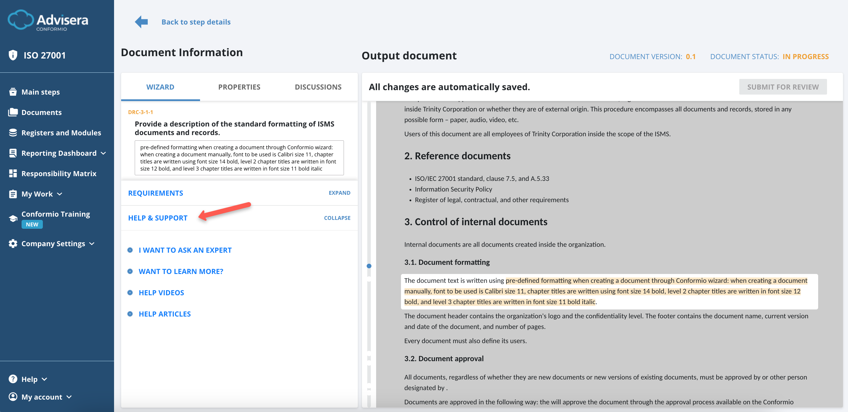 Working with Documents in Conformio Working with Documents in Conformio - Advisera Help Center