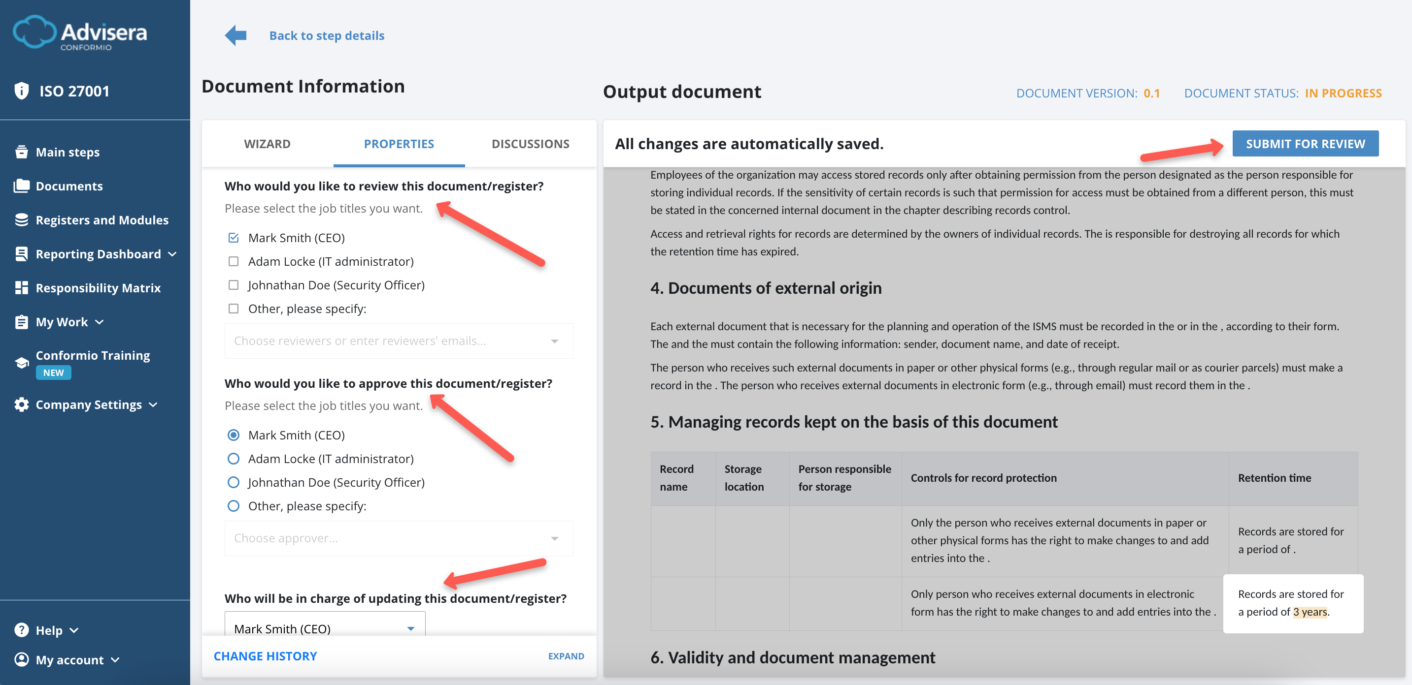 Working with Documents in Conformio Working with Documents in Conformio - Advisera Help Center