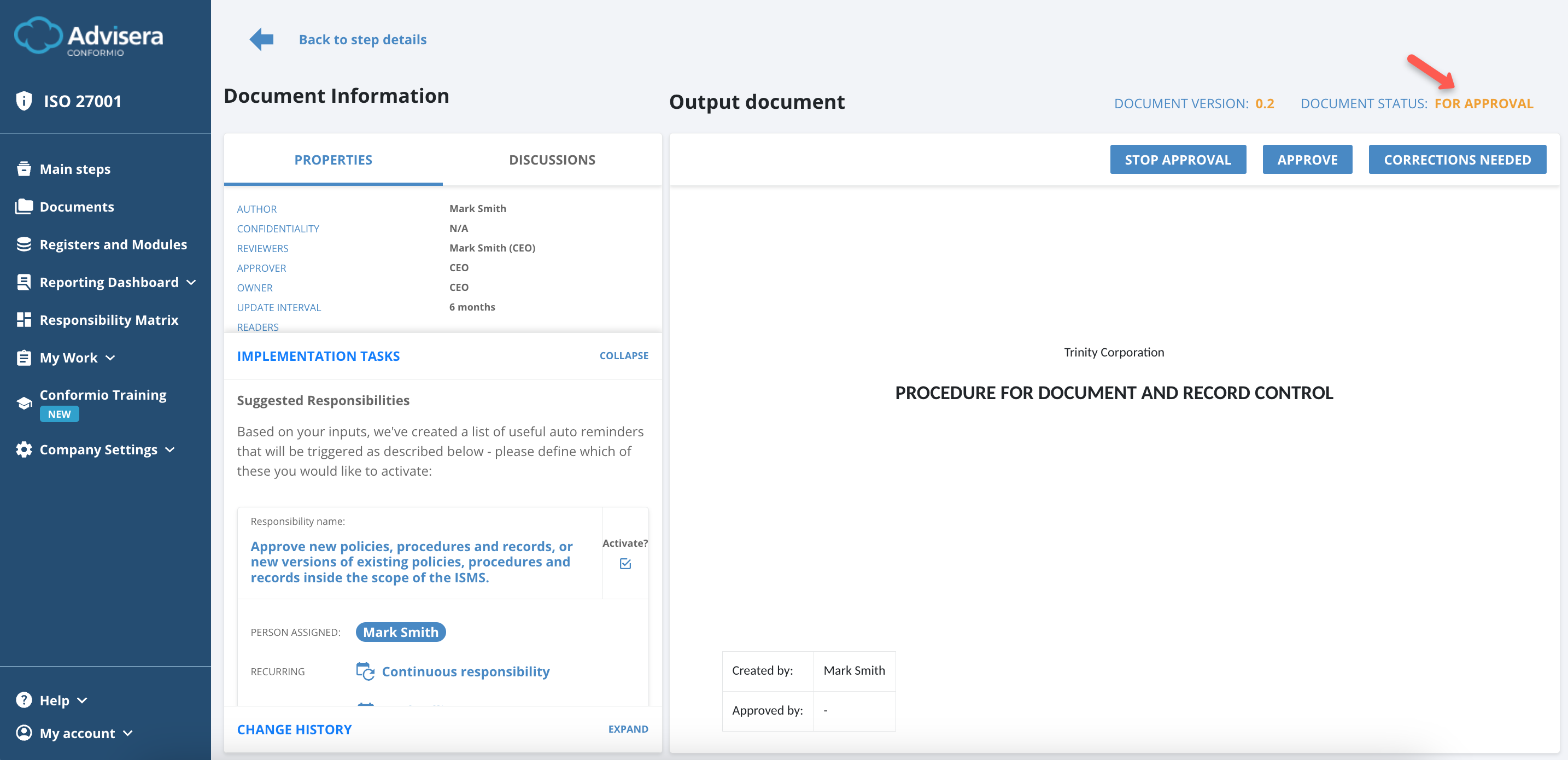 Working with Documents in Conformio - Advisera Help Center
