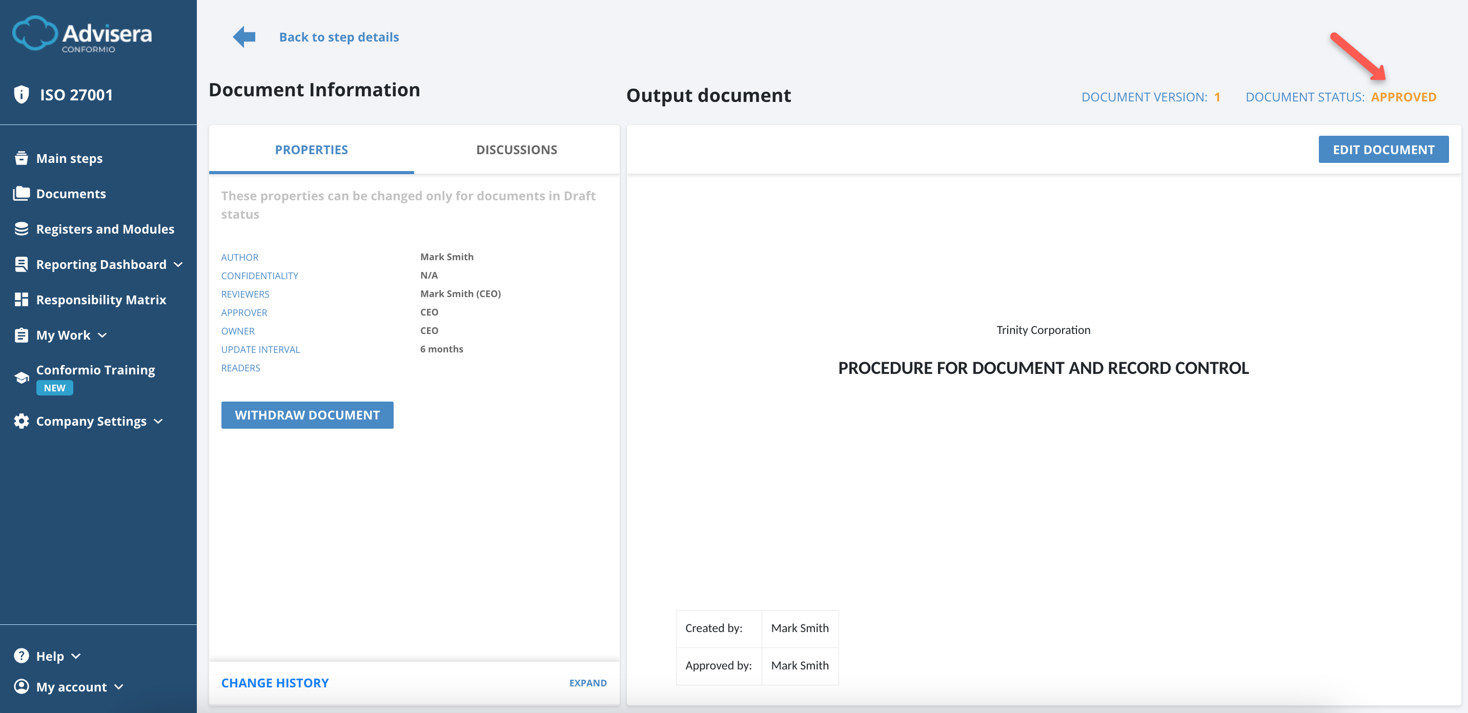Working with Documents in Conformio - Advisera Help Center