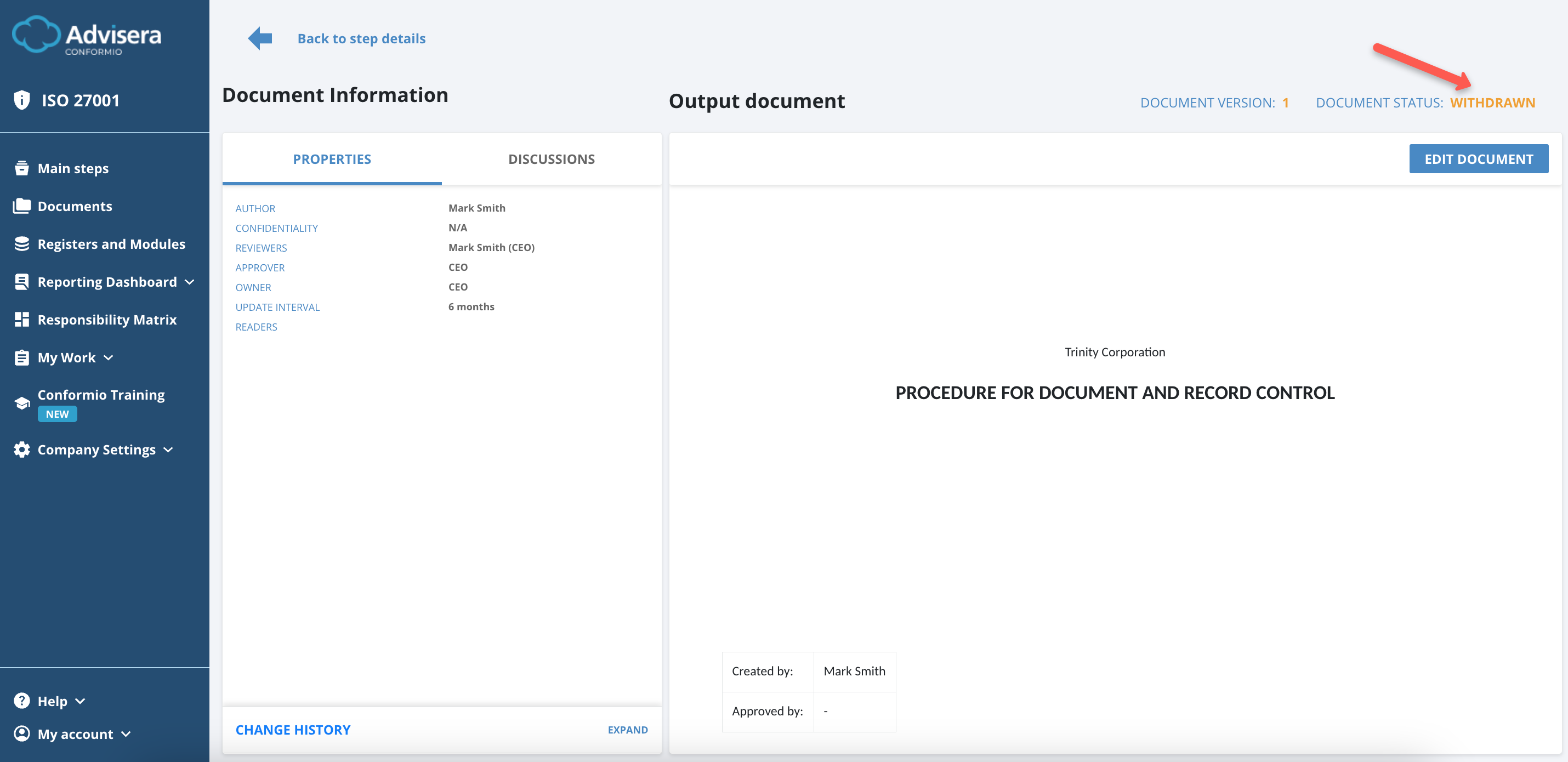 Working with Documents in Conformio - Advisera Help Center