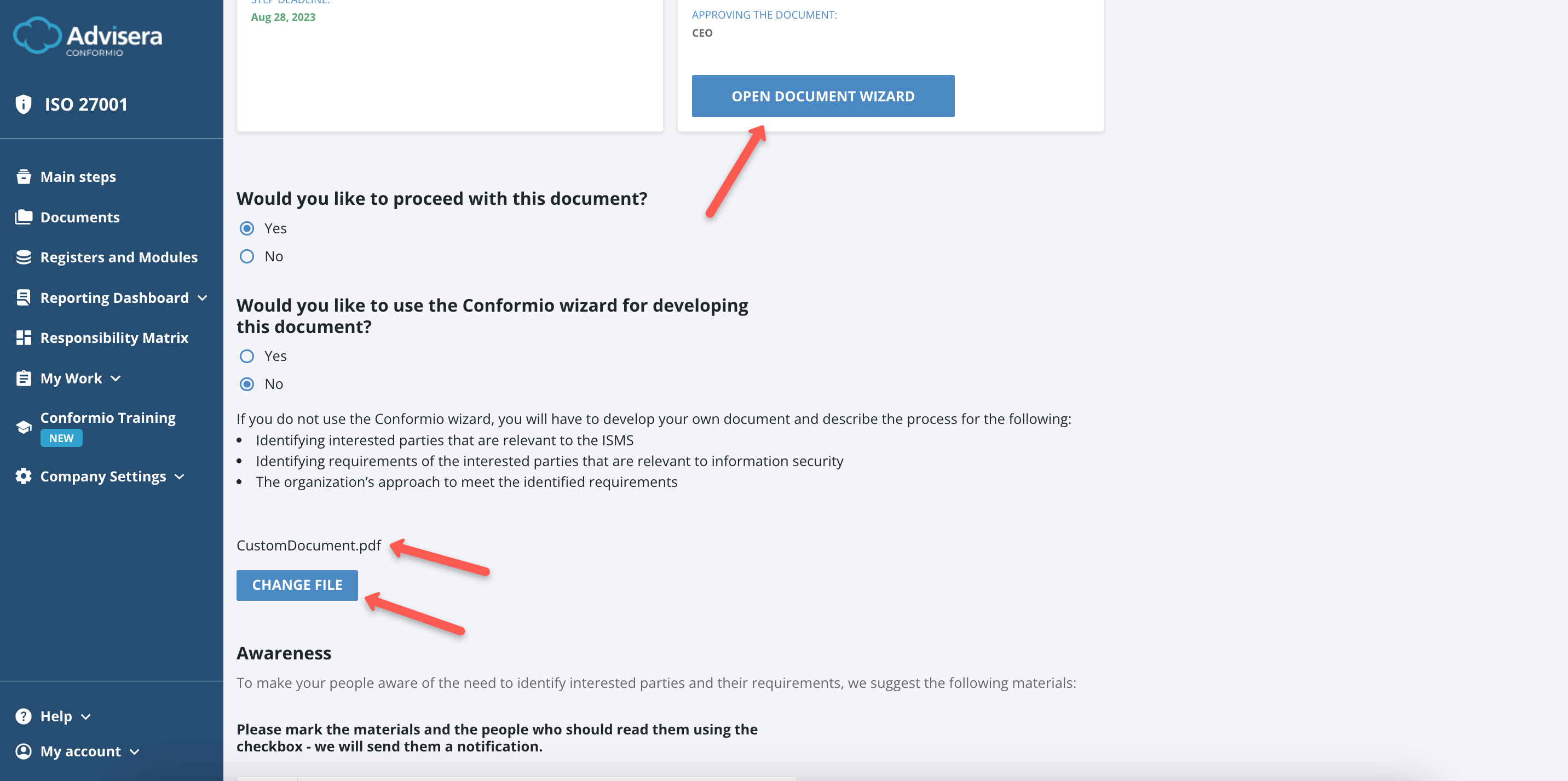 Uploaded Documents - Advisera Help Center