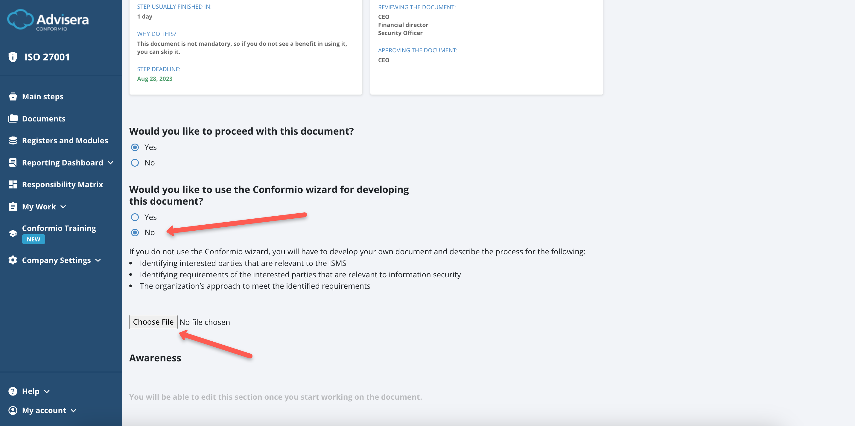 Uploaded Documents - Advisera Help Center