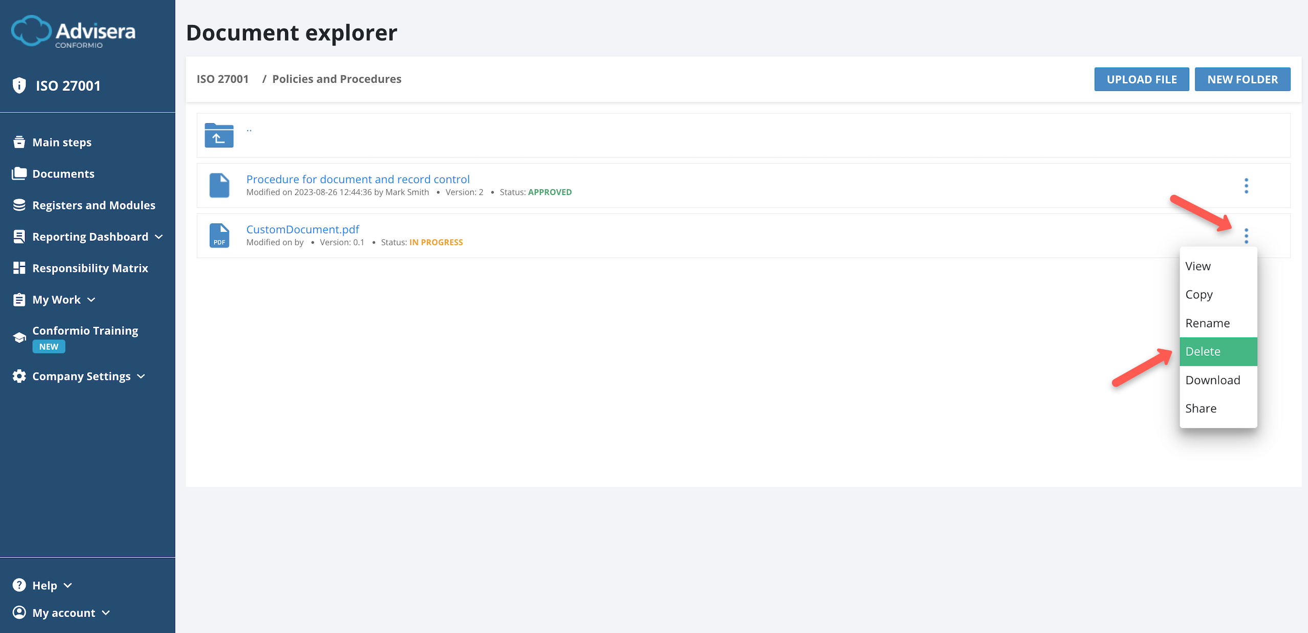 Uploaded Documents - Advisera Help Center