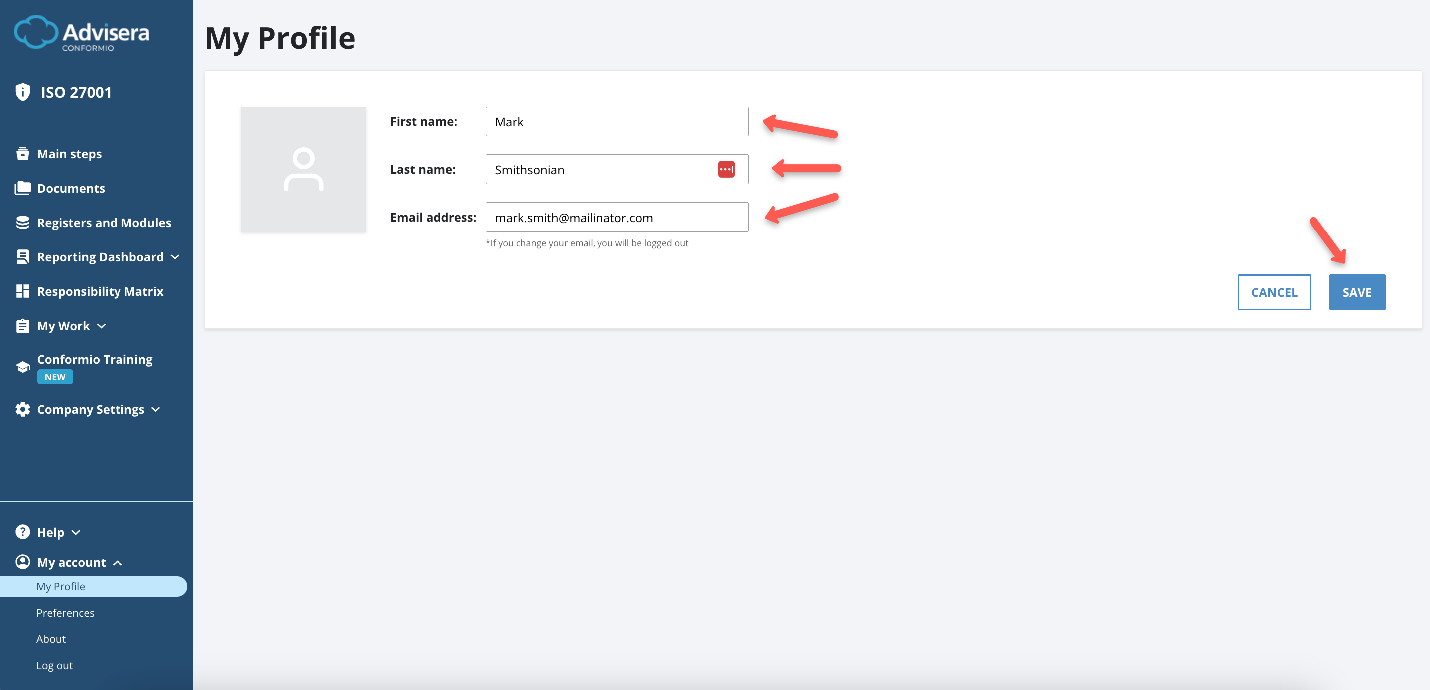 User Profile & Preferences - Advisera Help Center