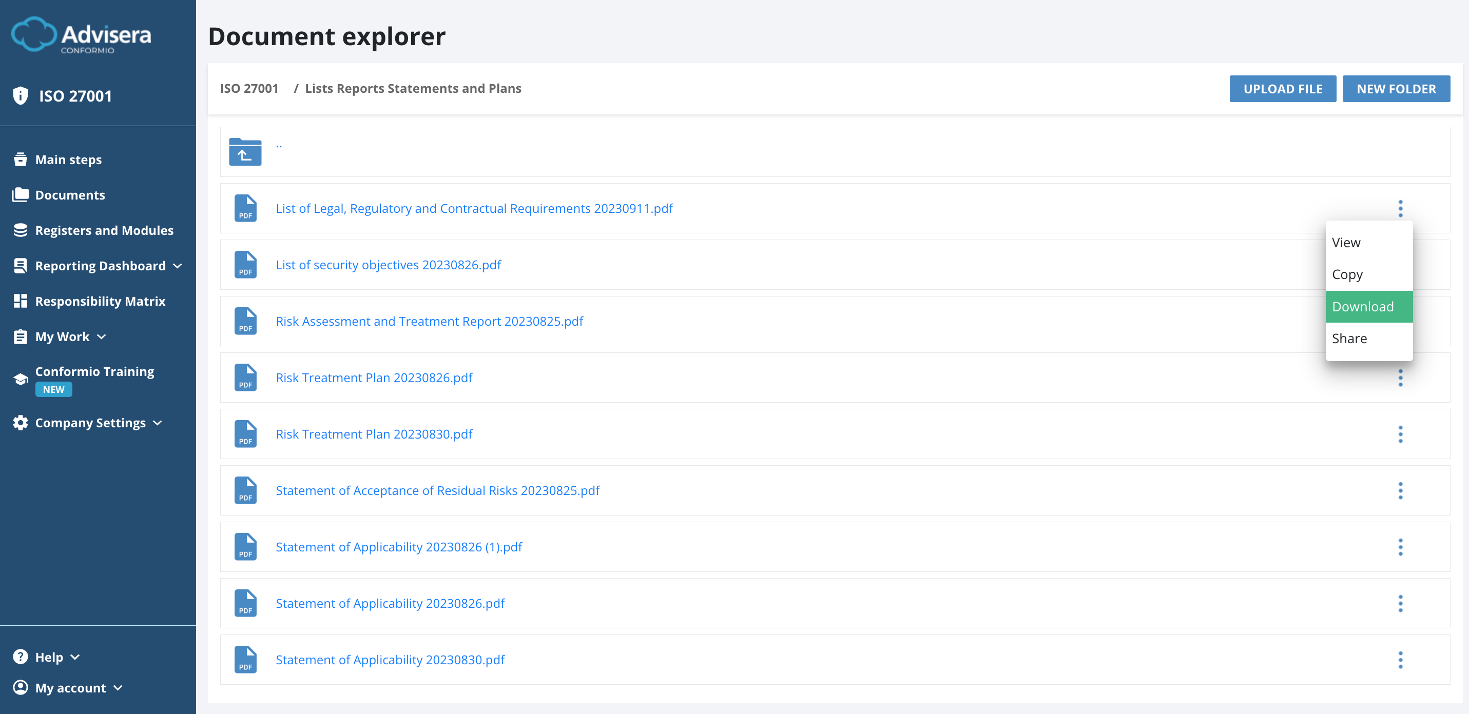 Document Explorer - Advisera Help Center