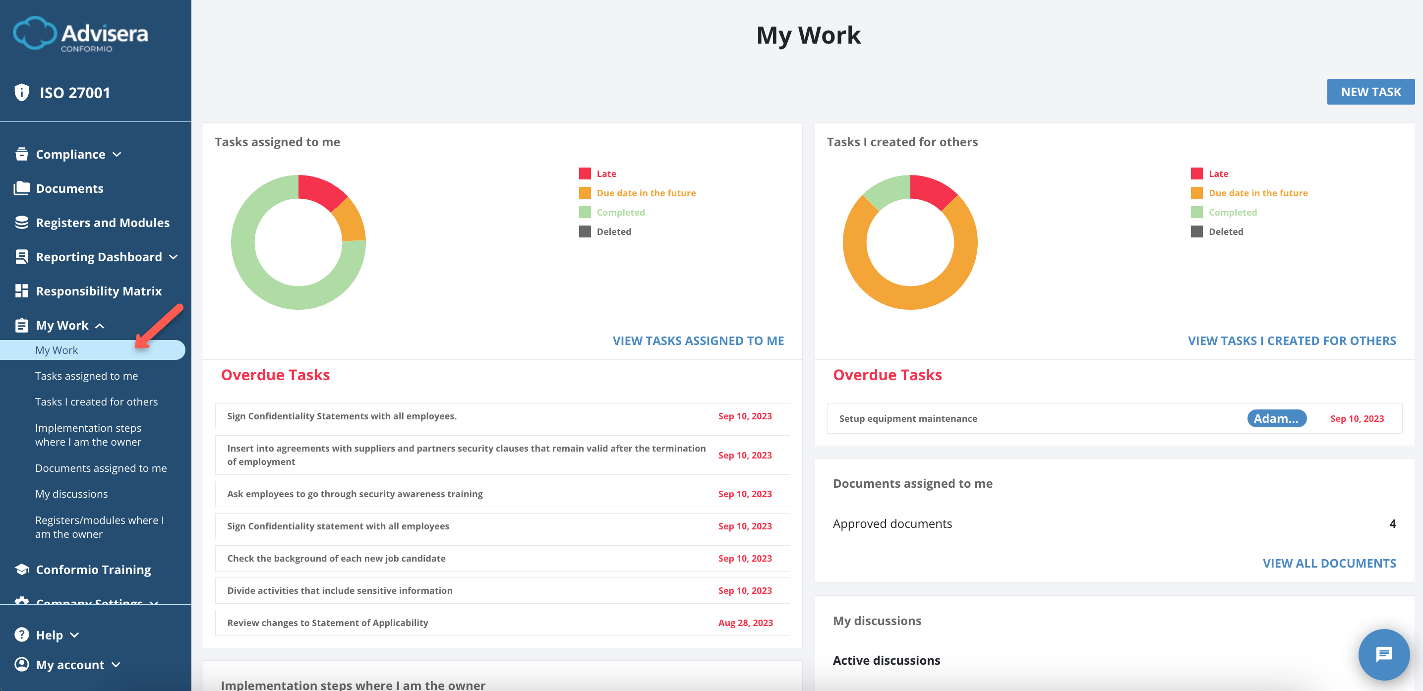 Responsibility Matrix & My Work - Advisera Help Center