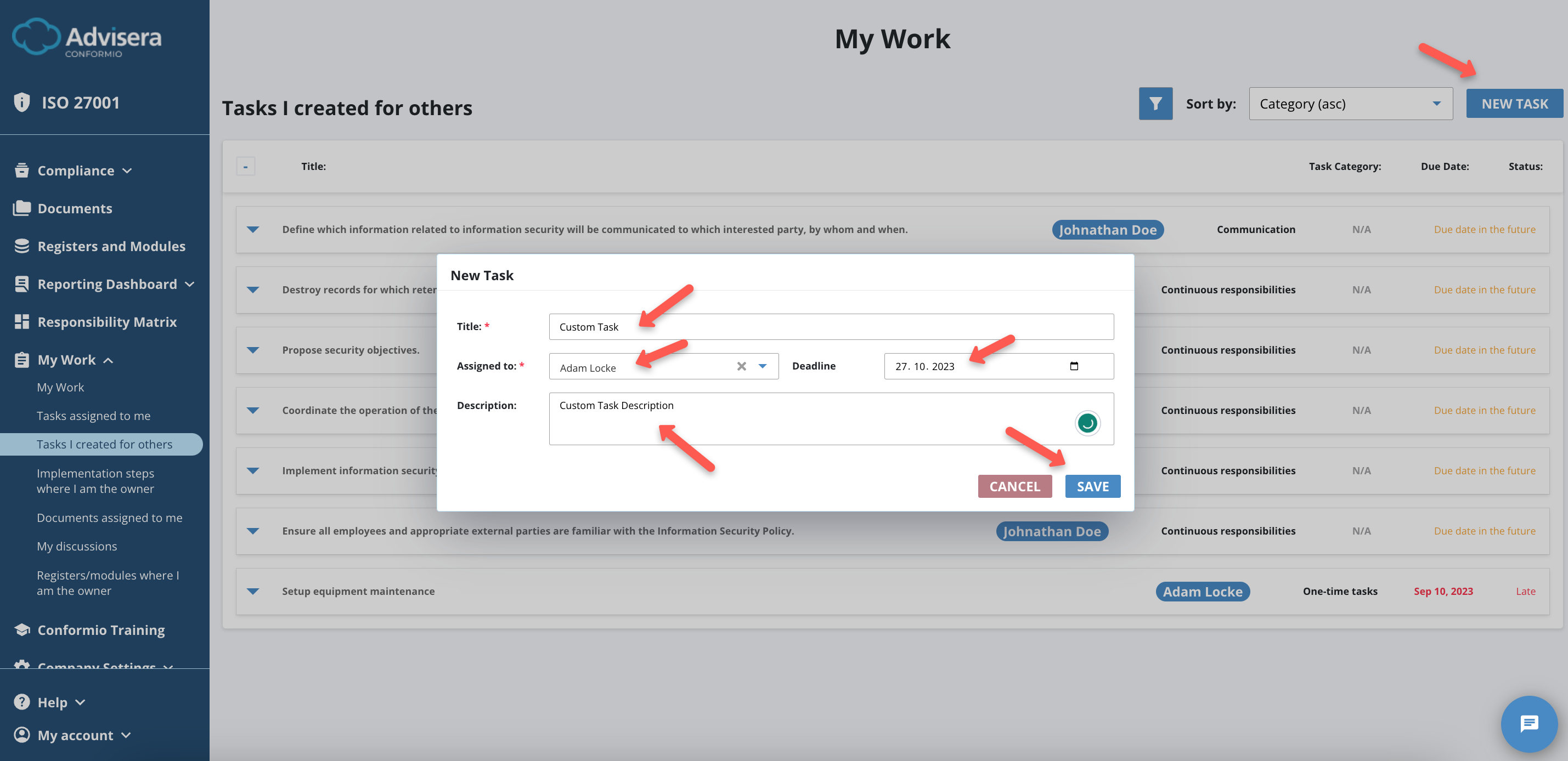 Responsibility Matrix & My Work - Advisera Help Center