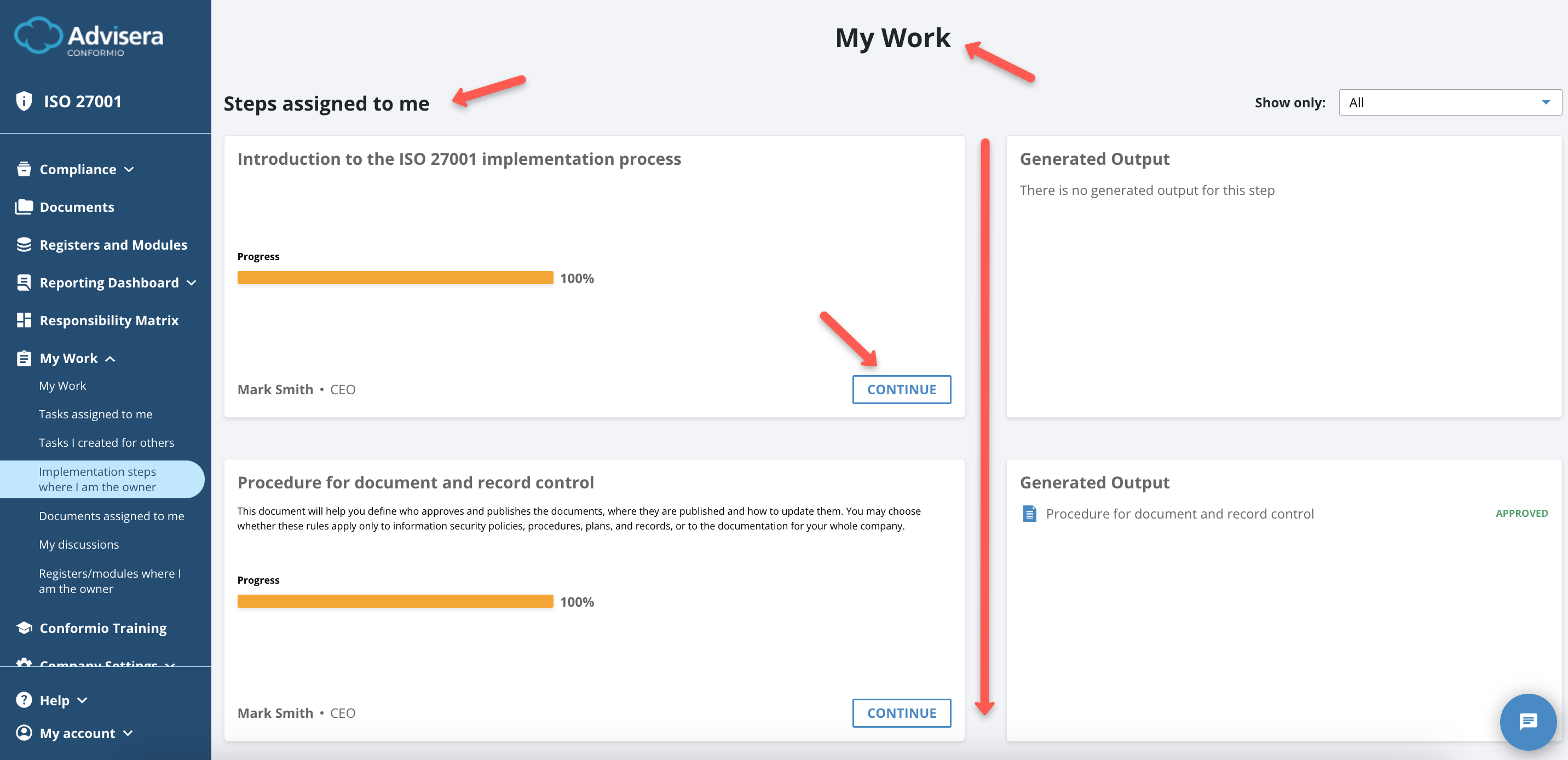 Responsibility Matrix & My Work - Advisera Help Center