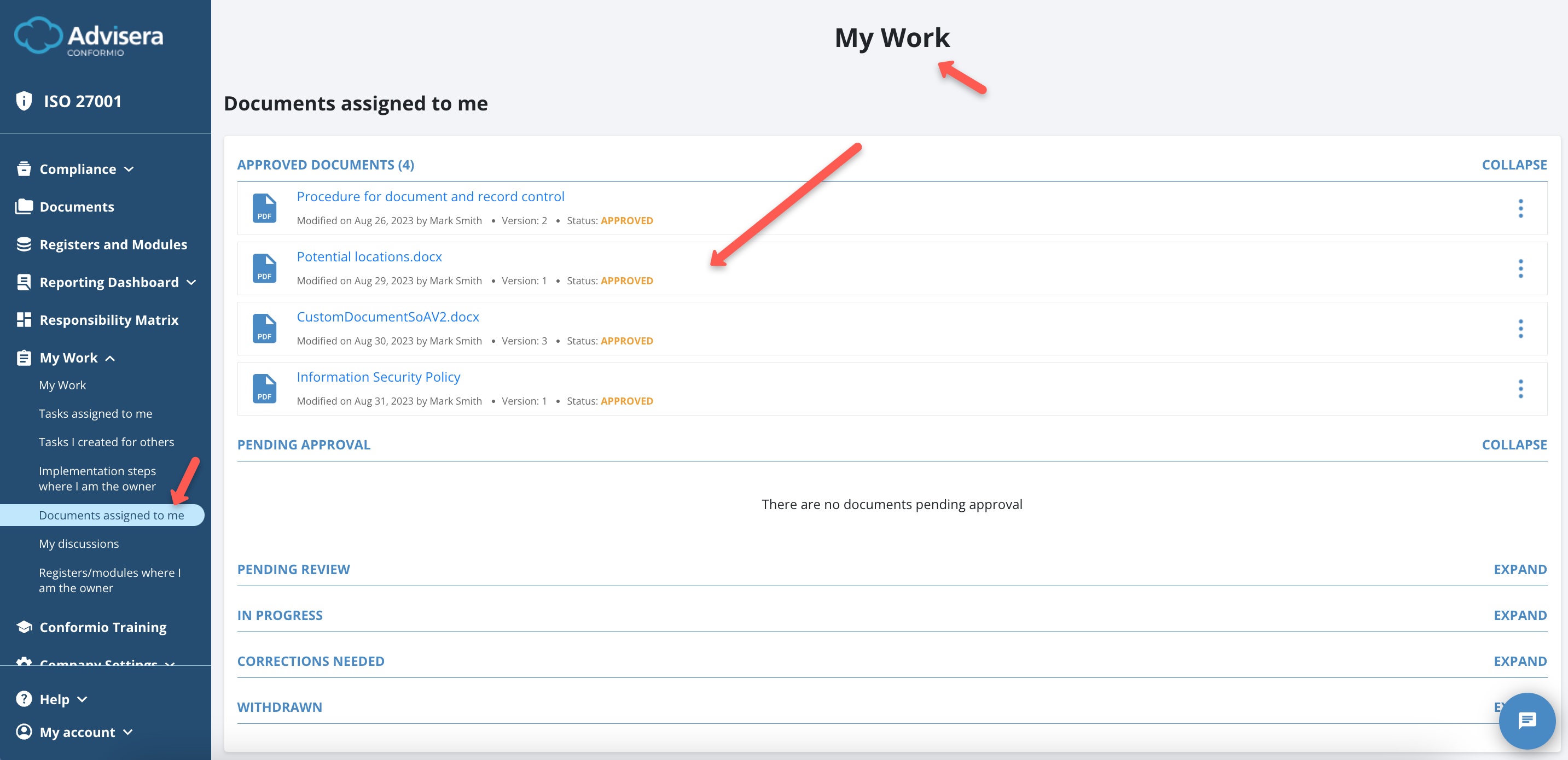 Responsibility Matrix & My Work - Advisera Help Center