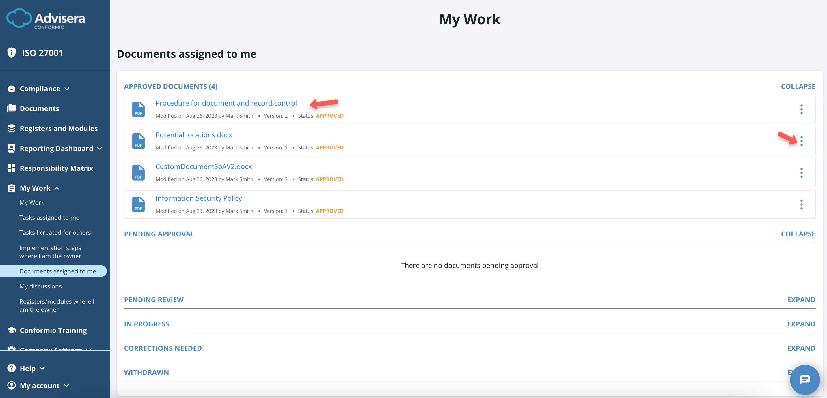 Responsibility Matrix & My Work - Advisera Help Center