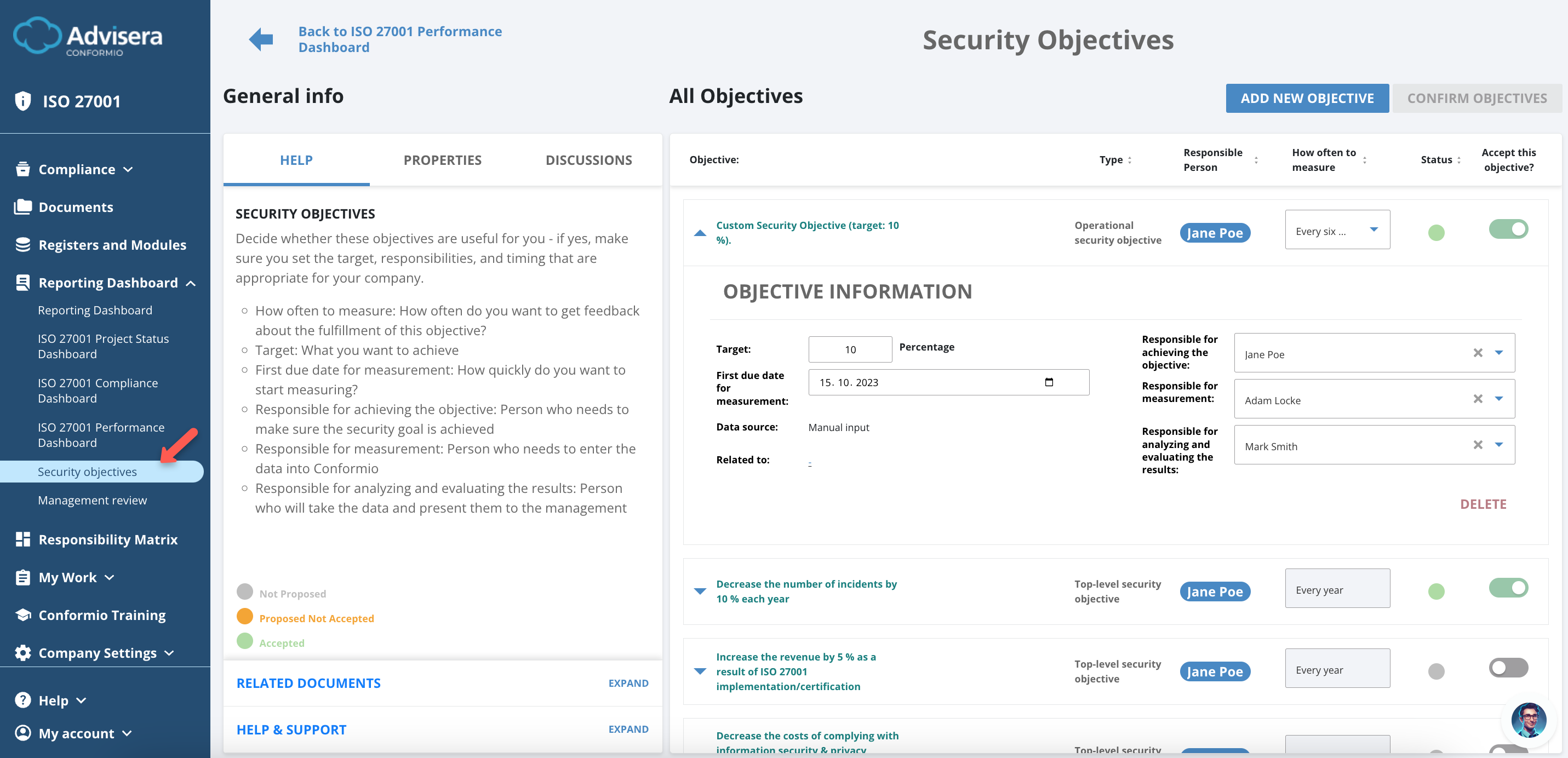 Reporting Dashboard - Advisera Help Center