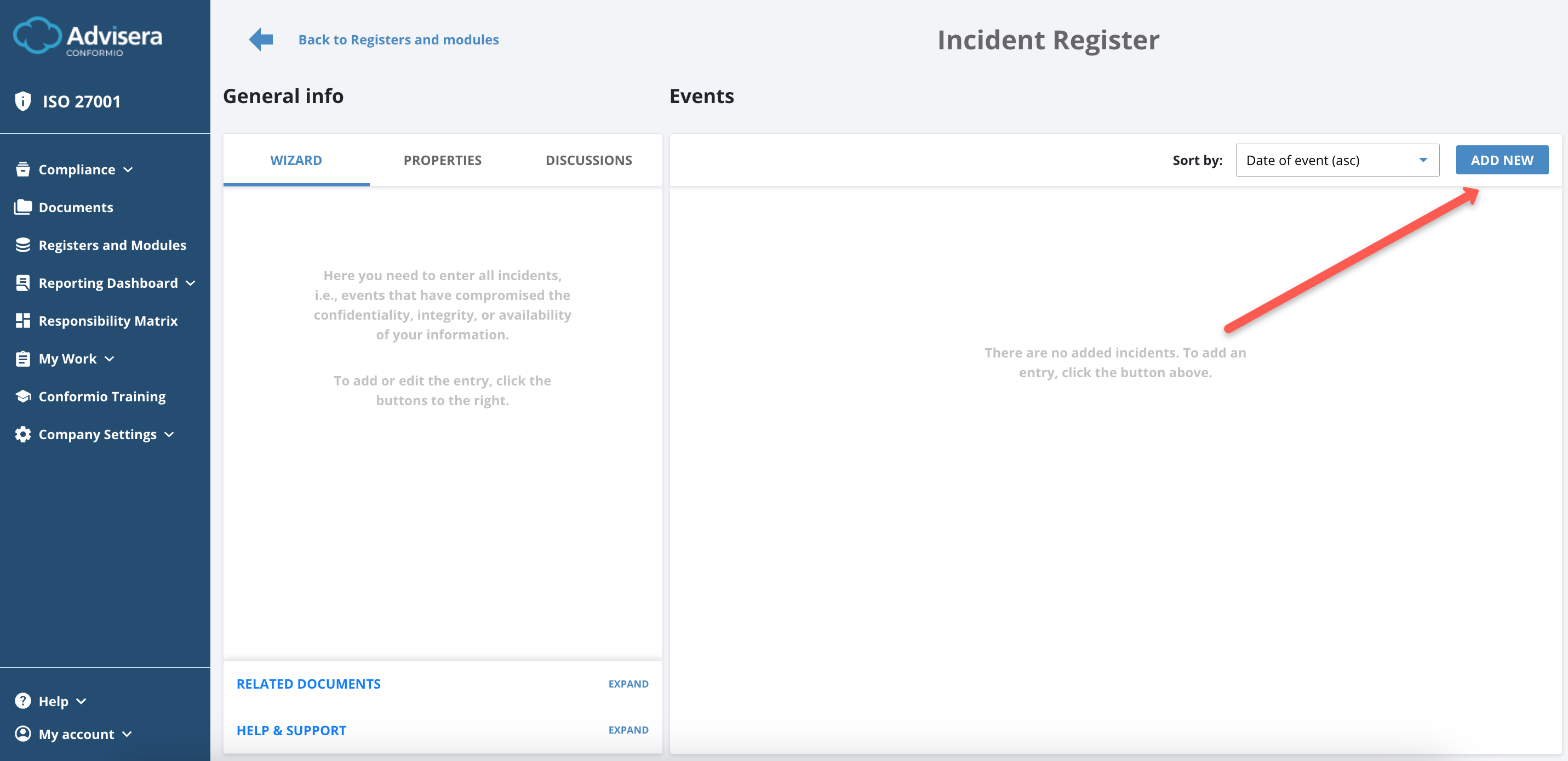Incidents Register Incidents Register - Advisera Help Center