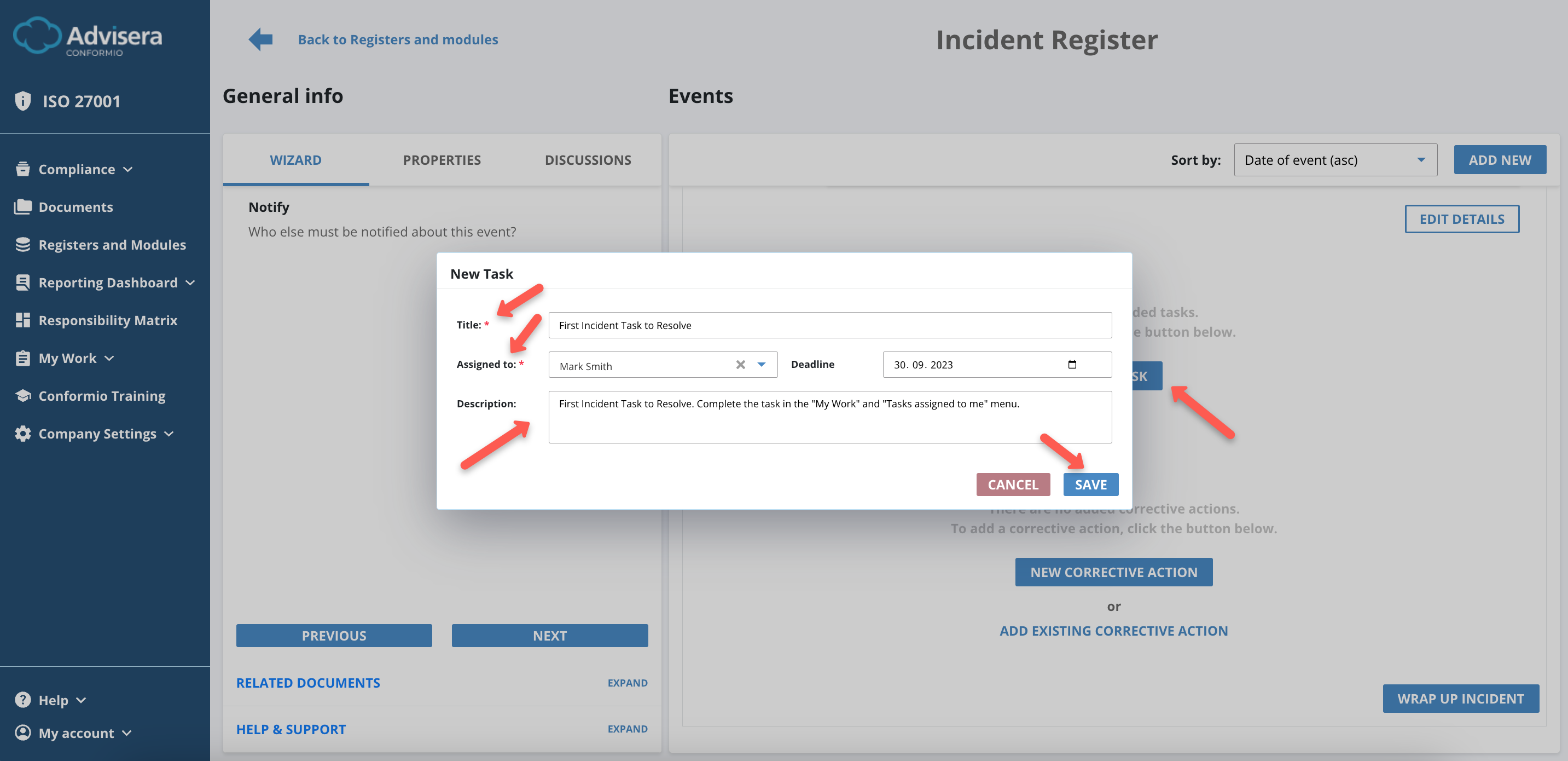 Incidents Register Incidents Register - Advisera Help Center