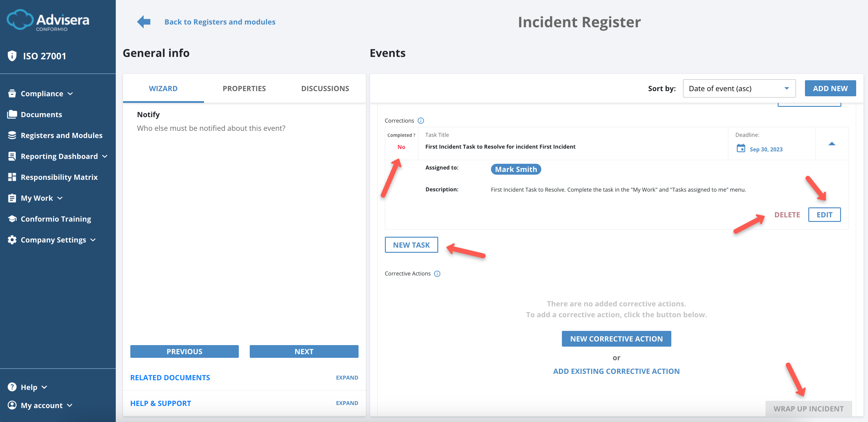 Incidents Register Incidents Register - Advisera Help Center