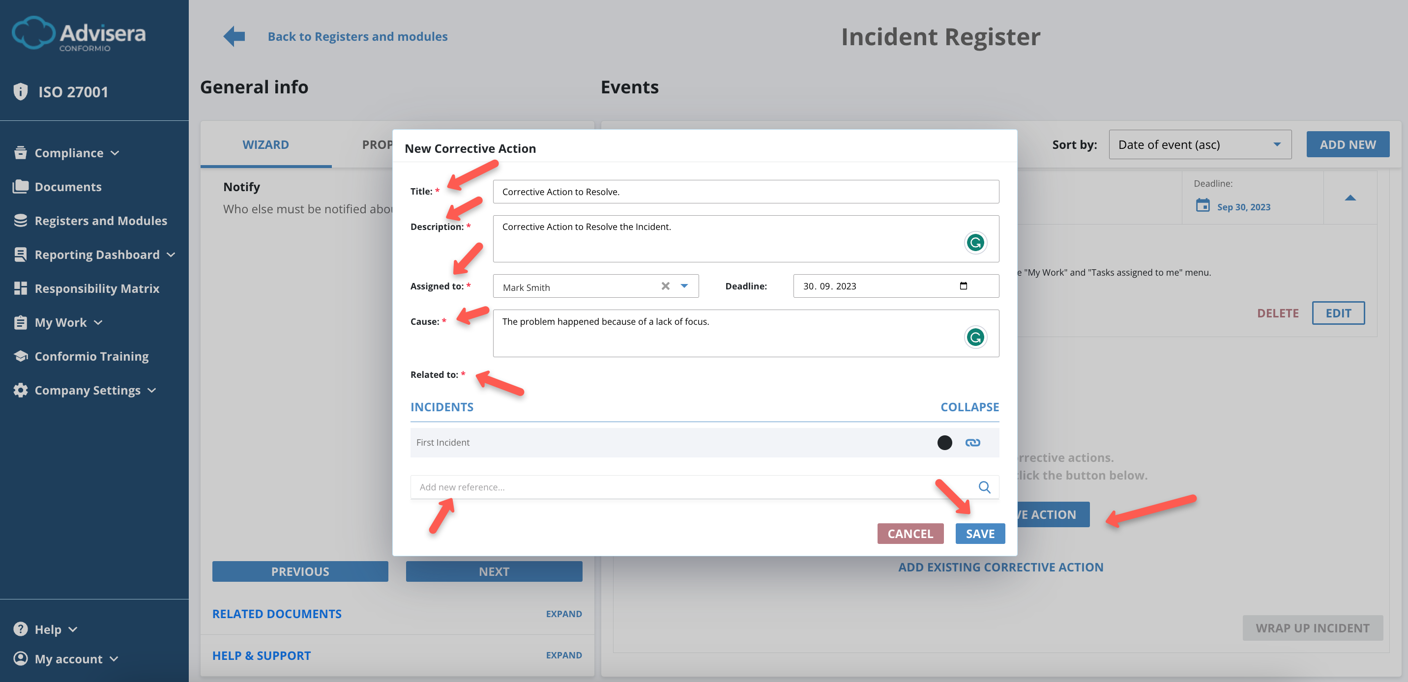 Incidents Register Incidents Register - Advisera Help Center