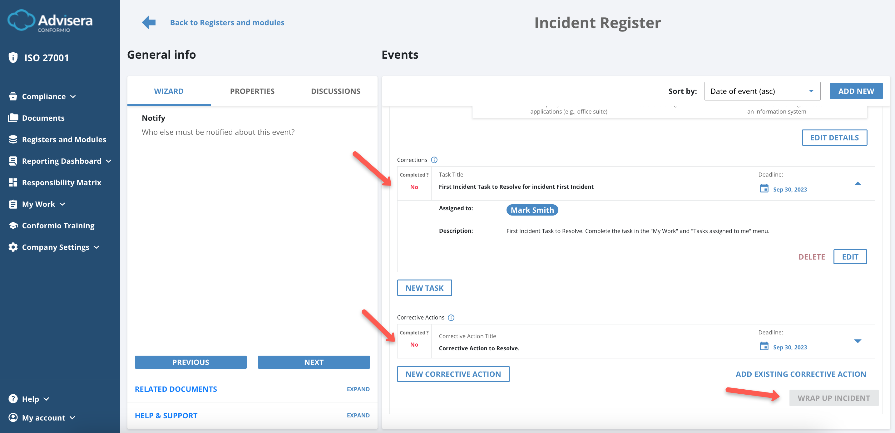 Incidents Register Incidents Register - Advisera Help Center