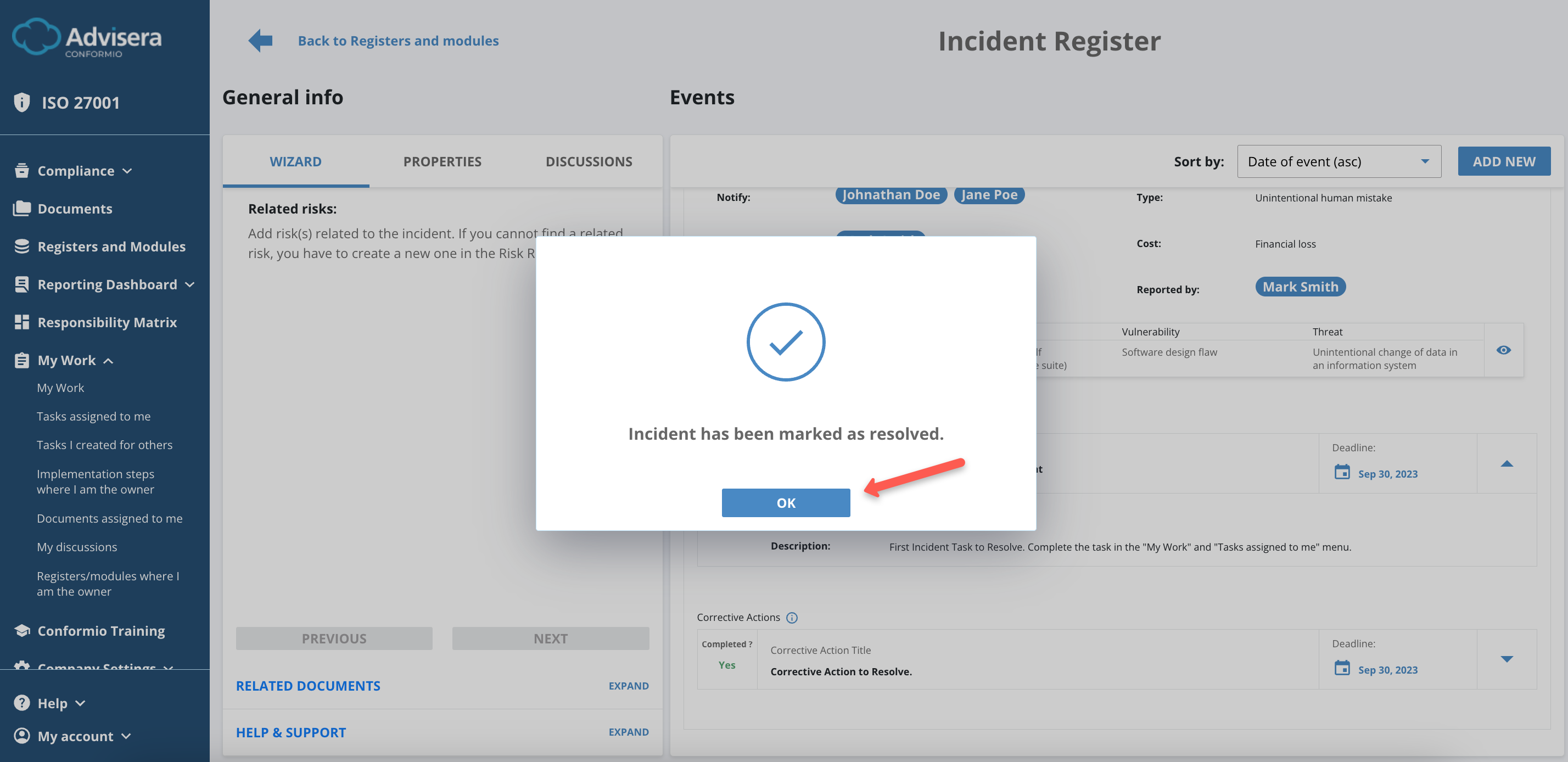Incidents Register Incidents Register - Advisera Help Center