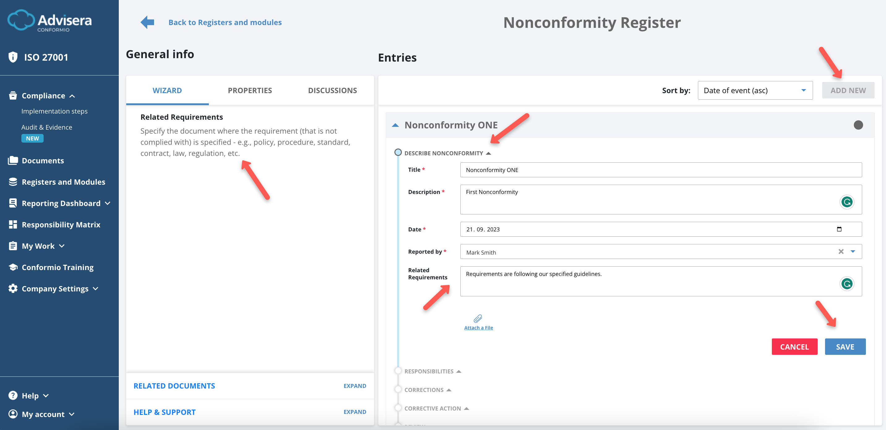 Nonconformity Register Nonconformity Register - Advisera Help Center