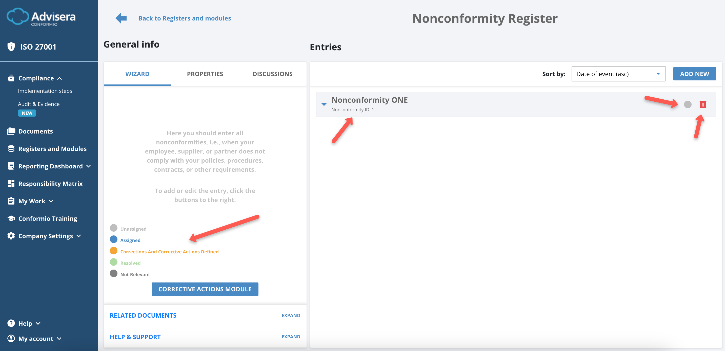 Nonconformity Register Nonconformity Register - Advisera Help Center