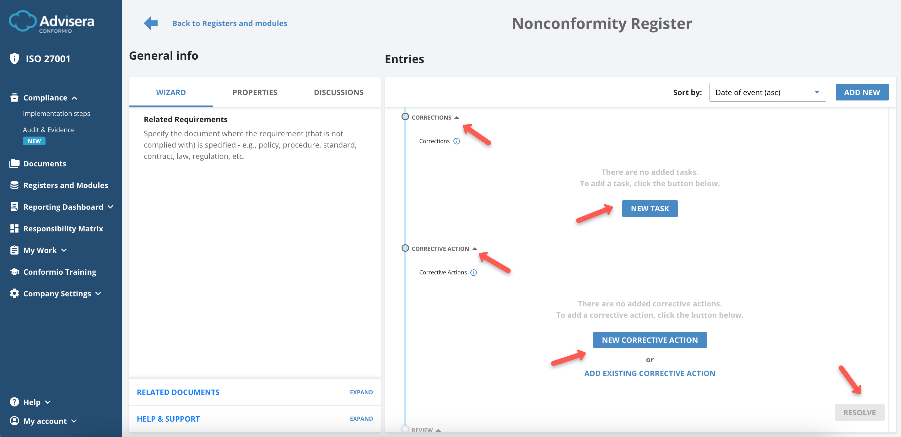 Nonconformity Register Nonconformity Register - Advisera Help Center