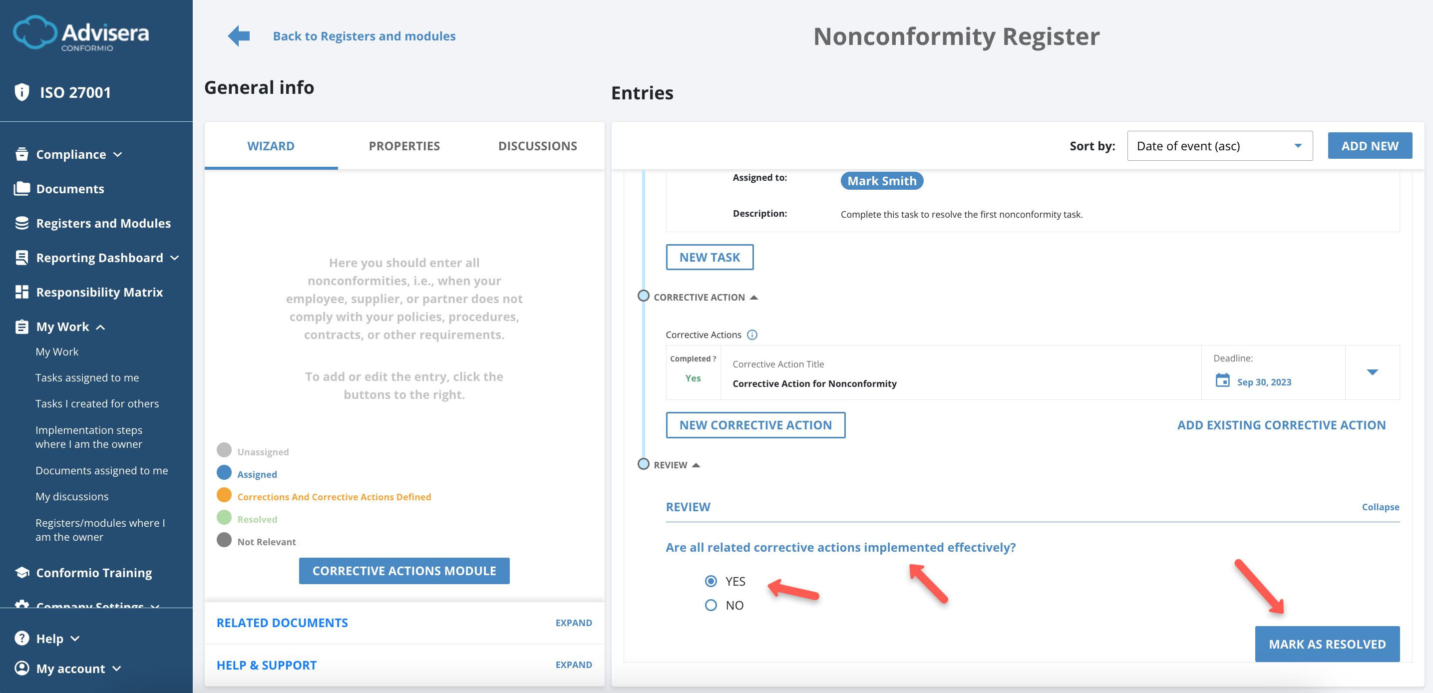 Nonconformity Register Nonconformity Register - Advisera Help Center