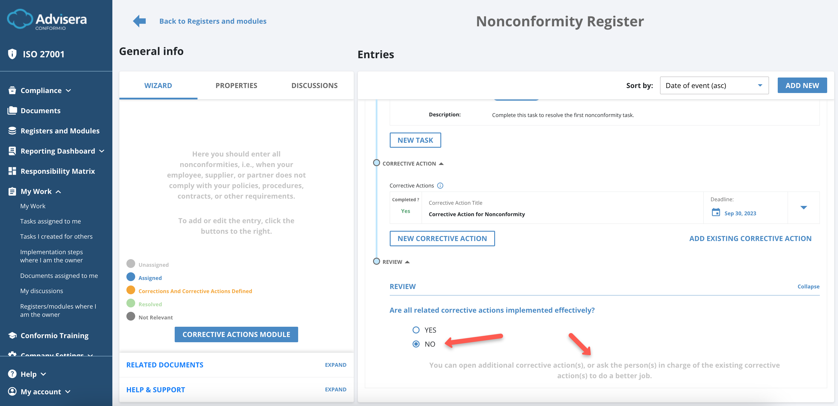 Nonconformity Register Nonconformity Register - Advisera Help Center
