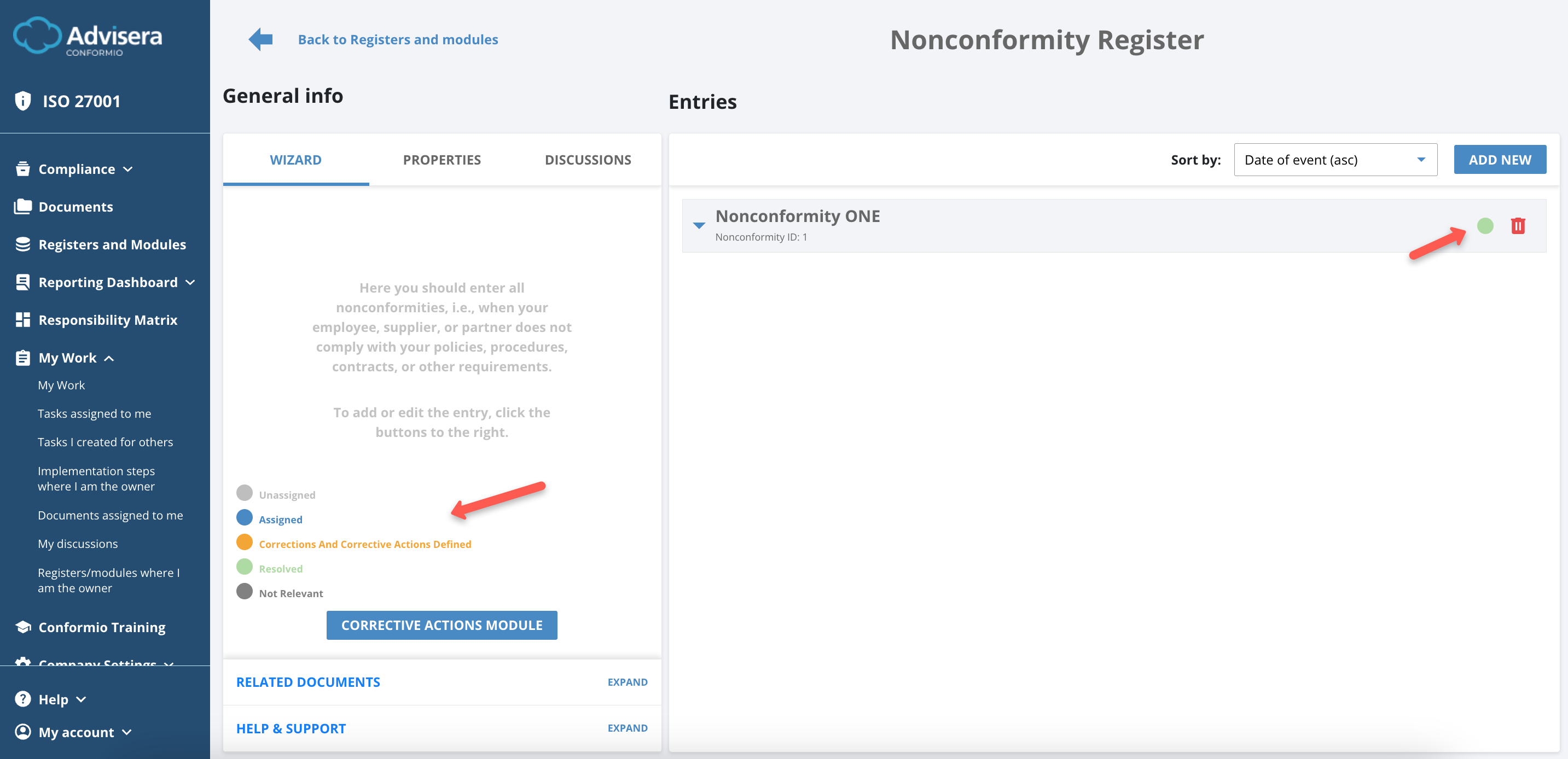 Nonconformity Register Nonconformity Register - Advisera Help Center