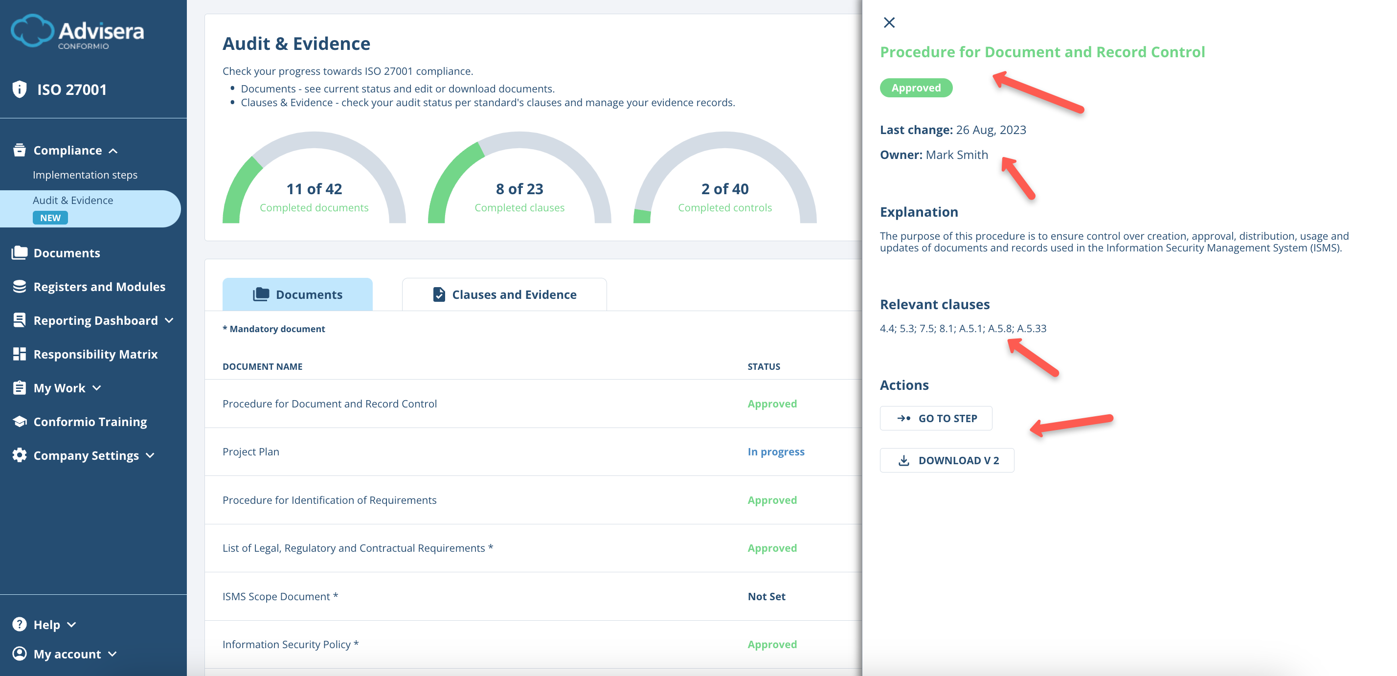 Audit and Evidence - Advisera Help Center