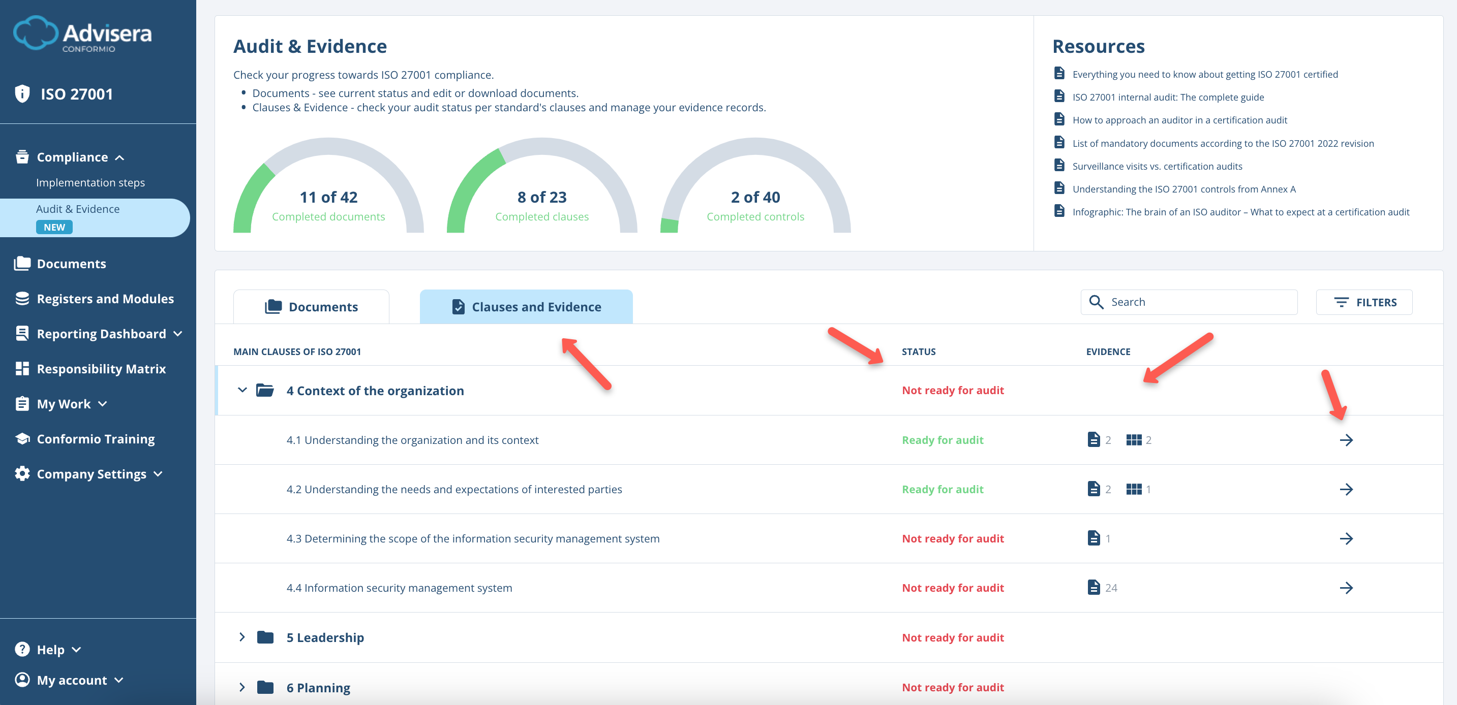 Audit and Evidence - Advisera Help Center