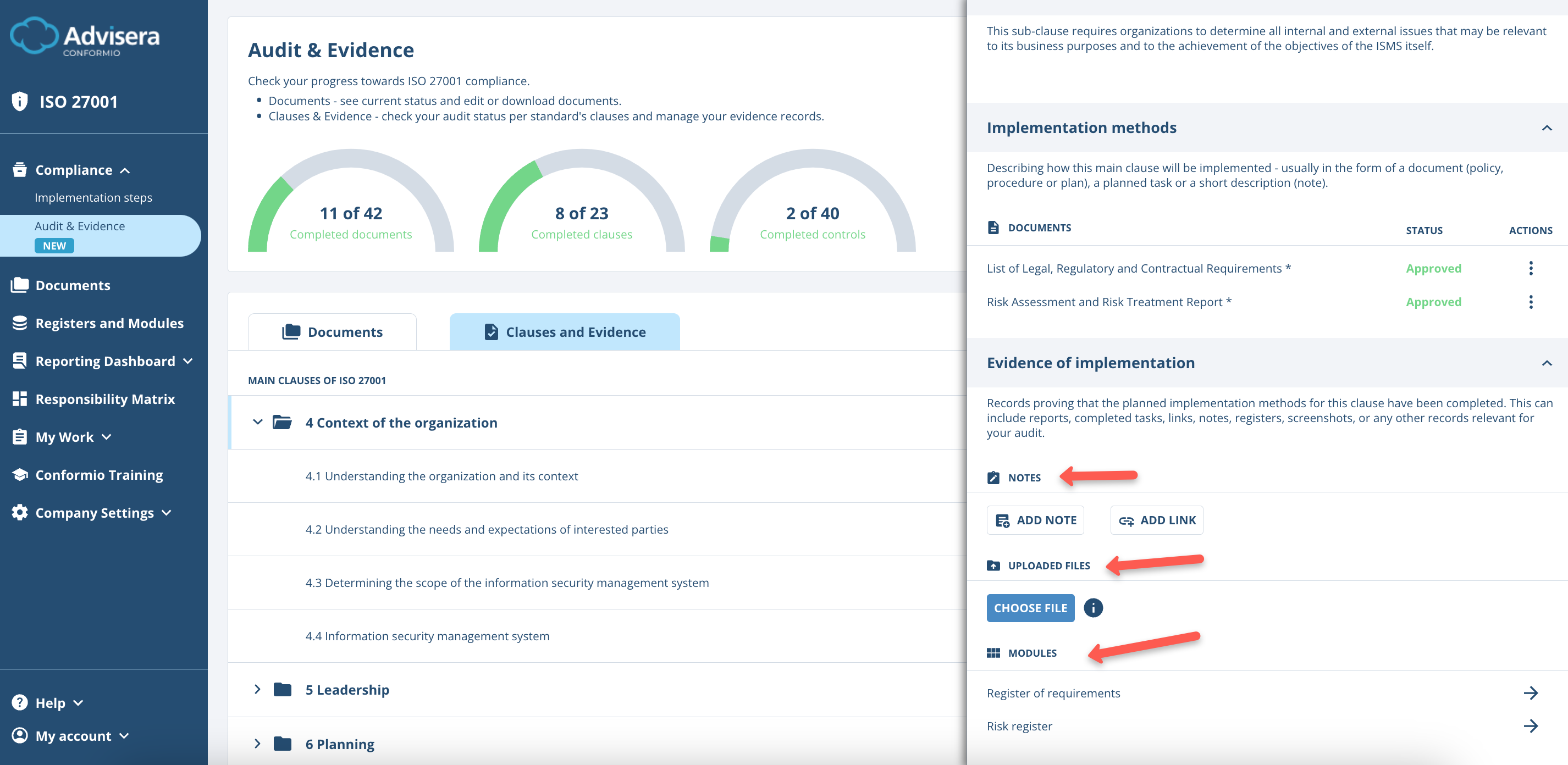 Audit and Evidence - Advisera Help Center