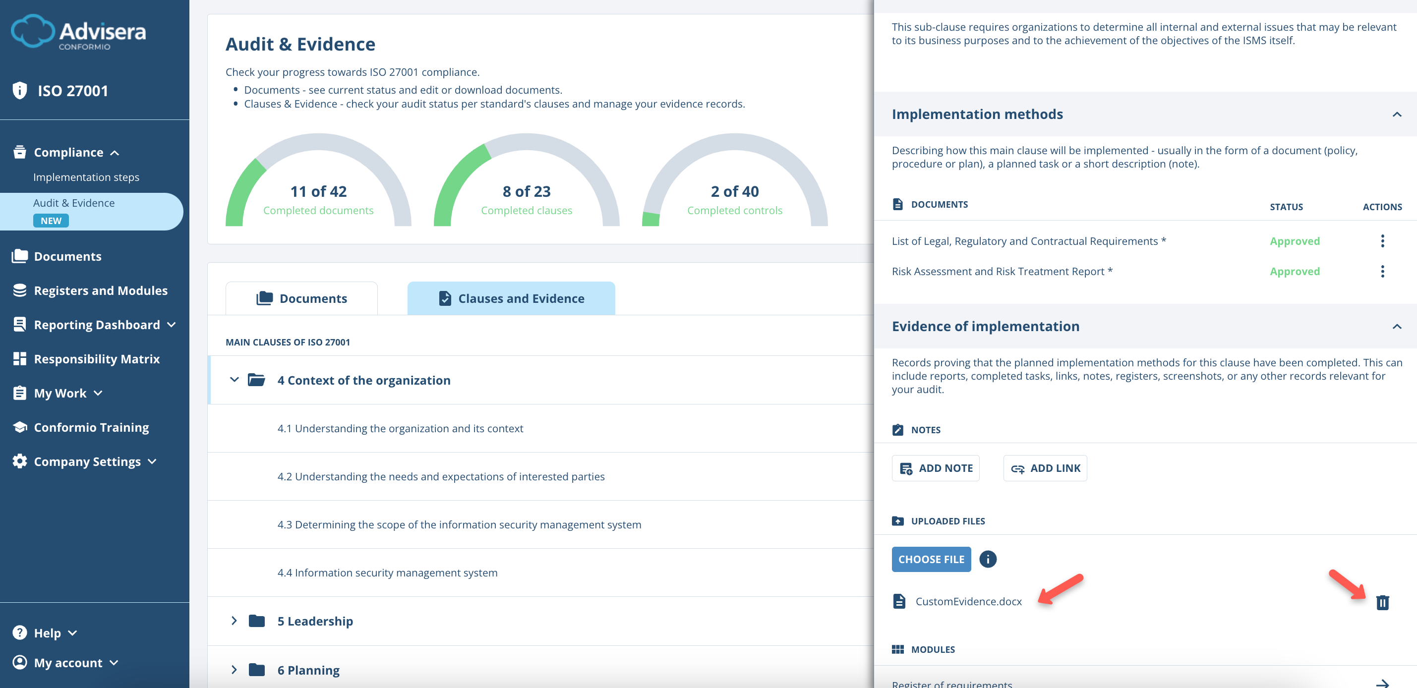 Audit and Evidence - Advisera Help Center