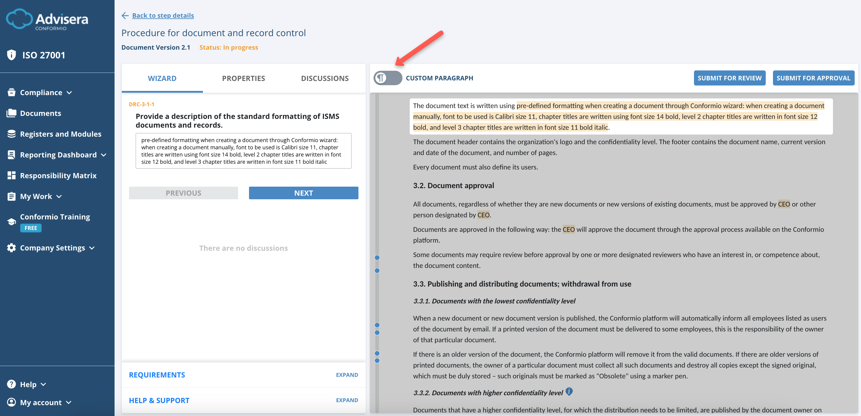 Working with Documents in Conformio Working with Documents in Conformio - Advisera Help Center