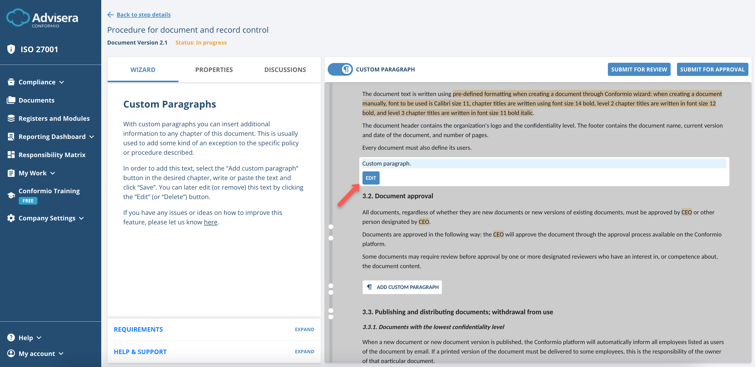 Working with Documents in Conformio Working with Documents in Conformio - Advisera Help Center