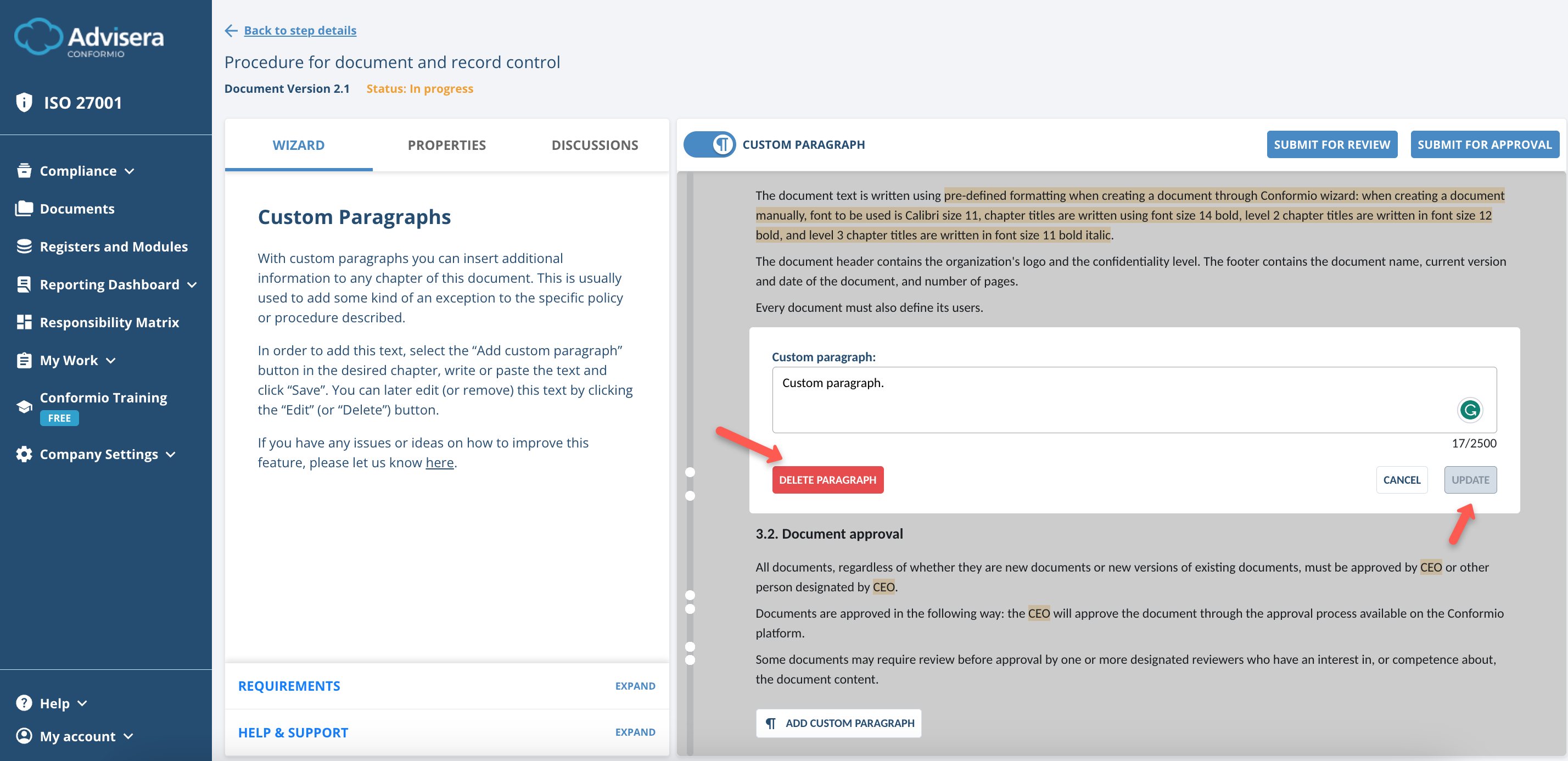 Working with Documents in Conformio Working with Documents in Conformio - Advisera Help Center