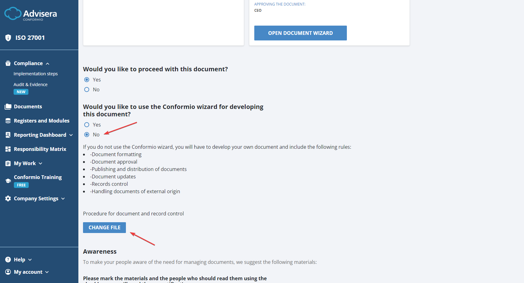 Implementation - Conformio Implementation Steps - Advisera Help Center