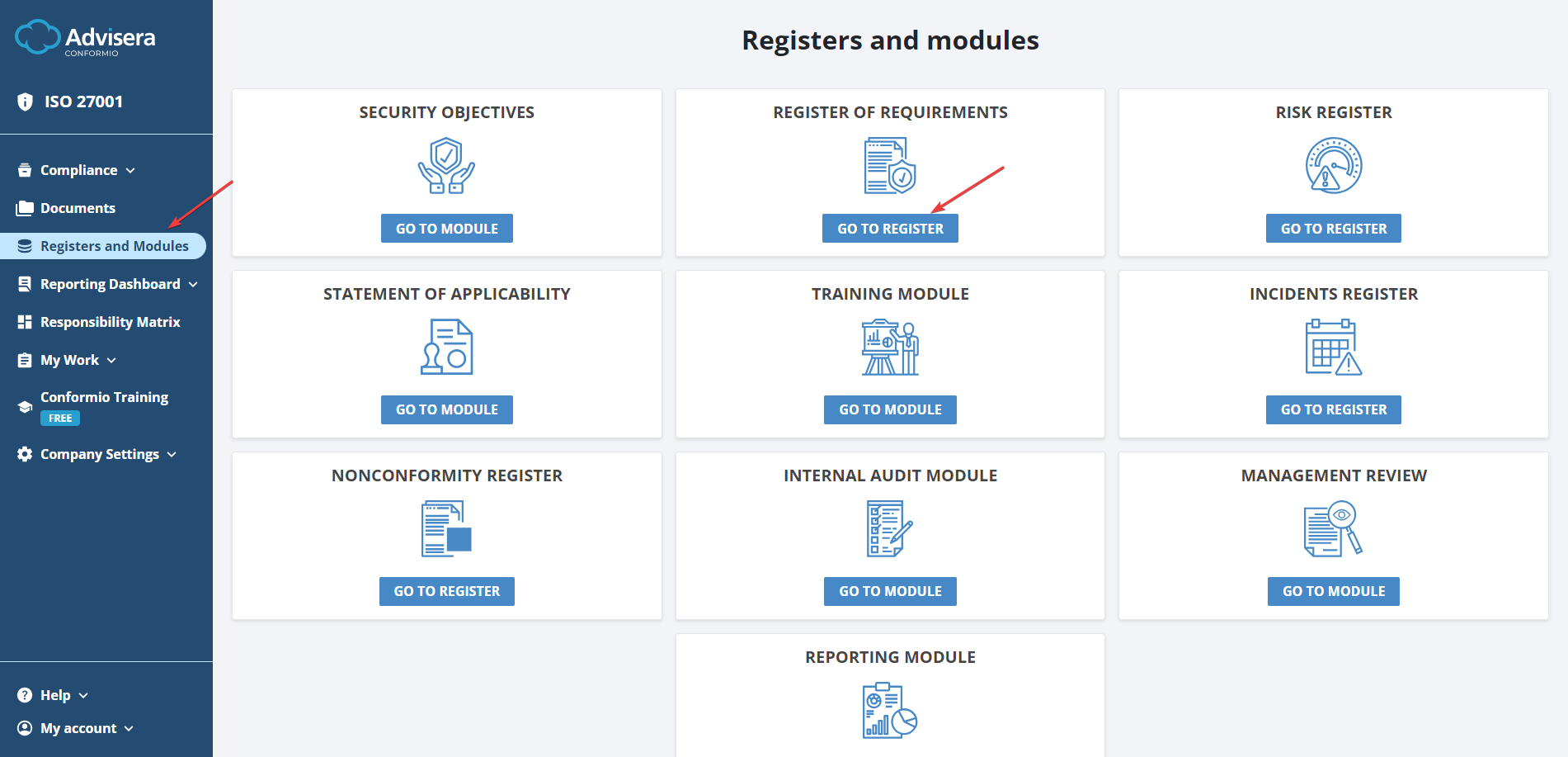 Register of Requirements Register of Requirements - Advisera Help Center
