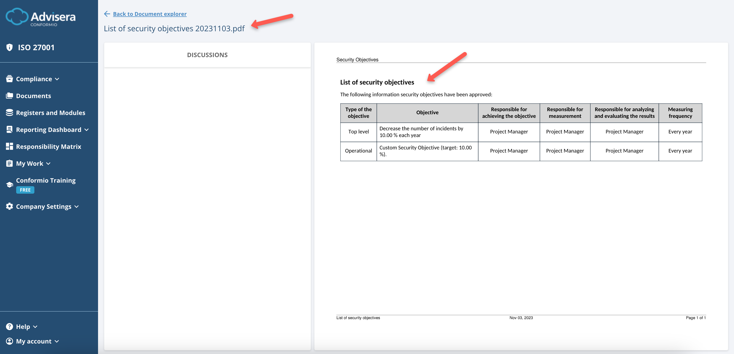 Security Objectives - Advisera Help Center