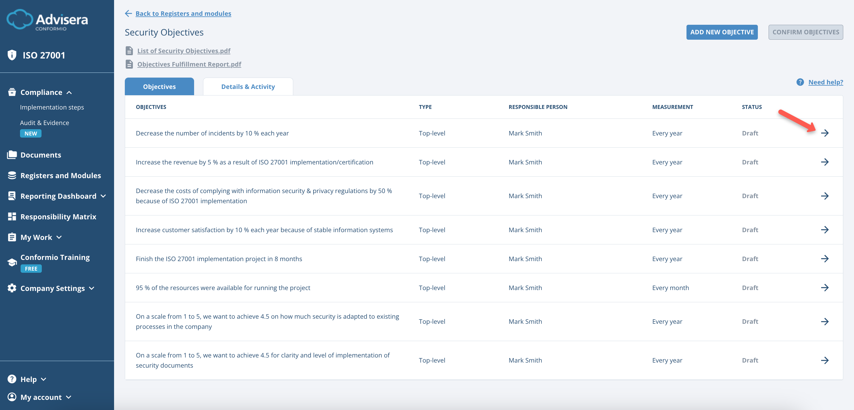 Security Objectives - Advisera Help Center