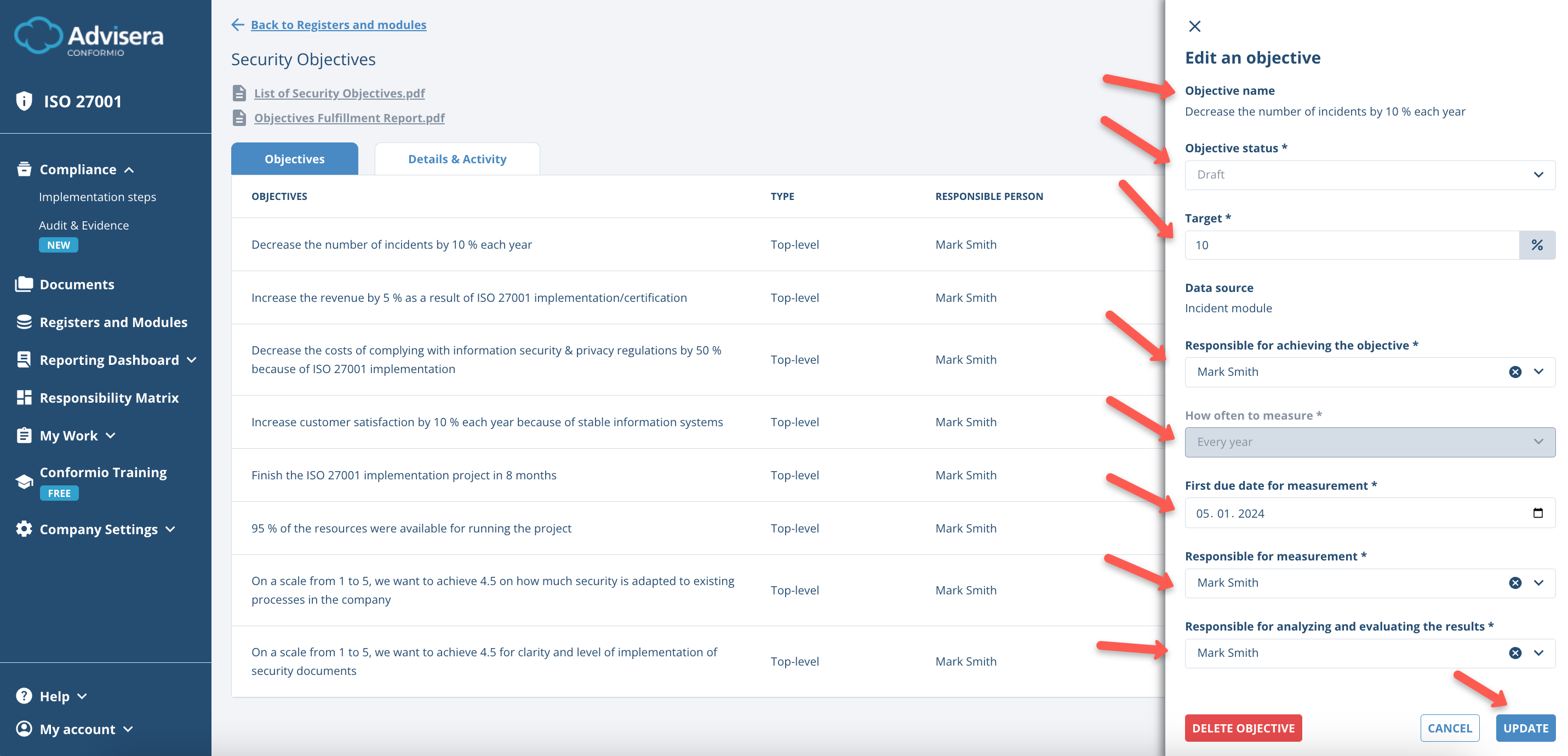 Security Objectives - Advisera Help Center