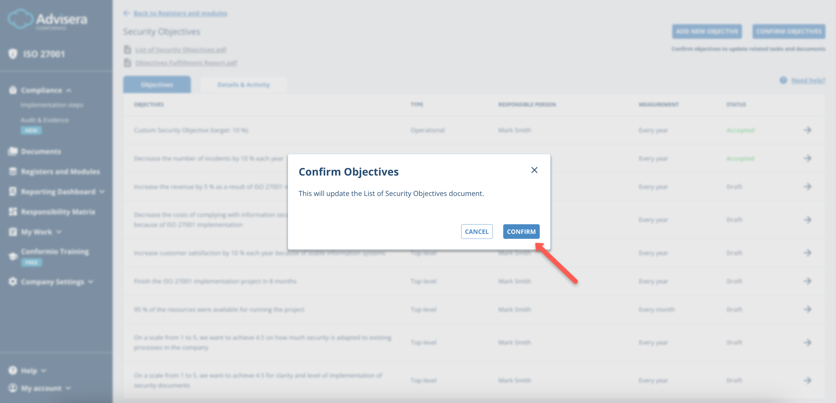 Security Objectives - Advisera Help Center