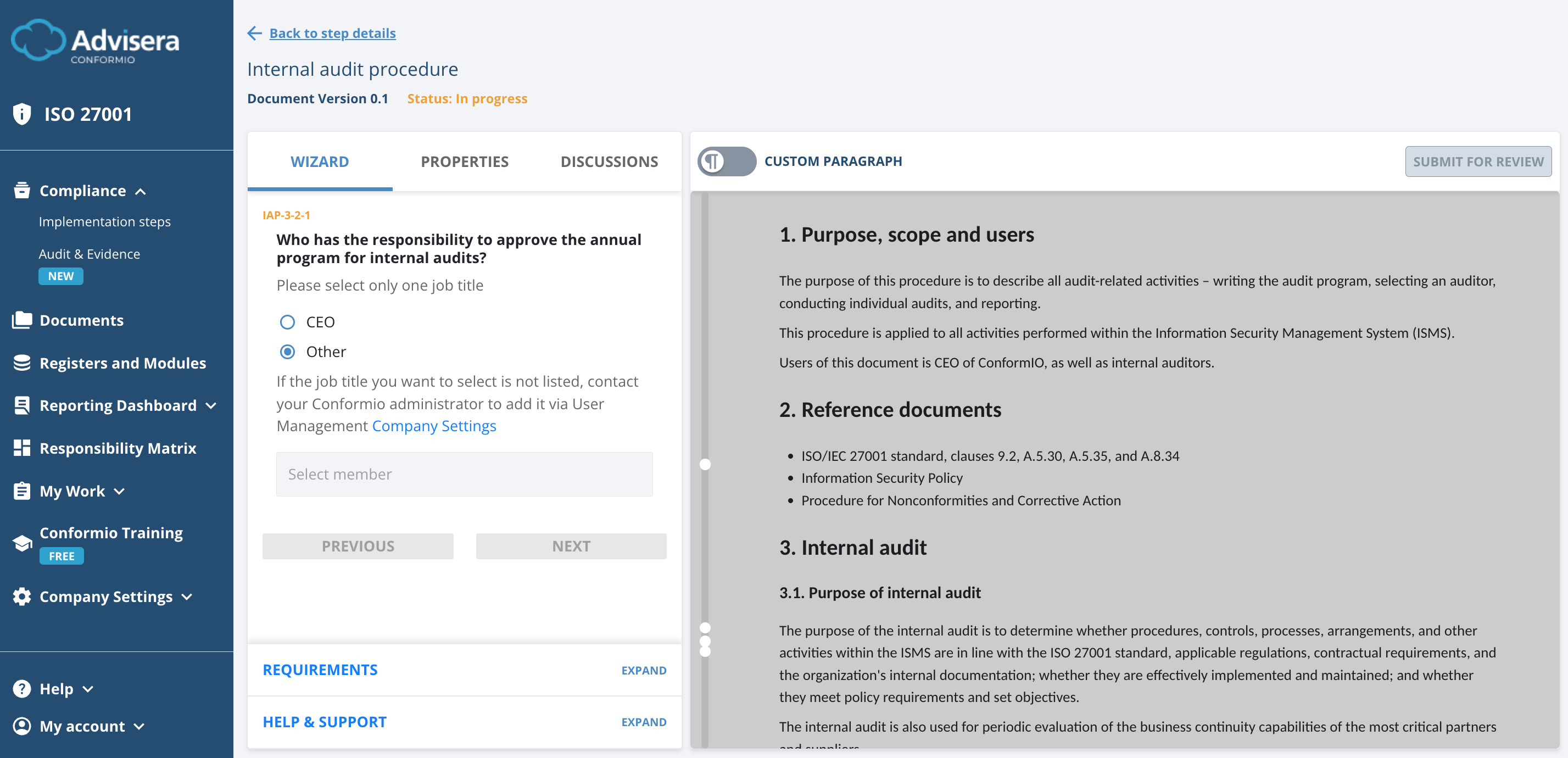 List of ISO 27001 documents in Conformio - Advisera Help Center