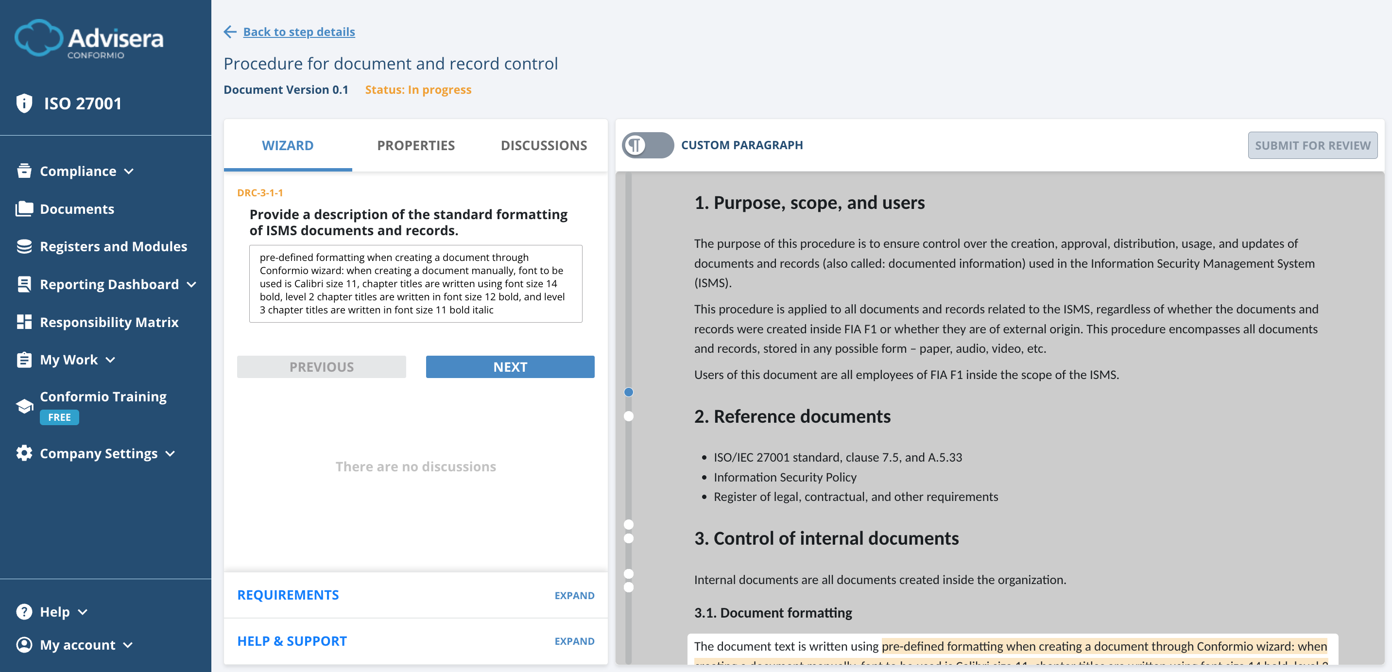 List of ISO 27001 documents in Conformio - Advisera Help Center