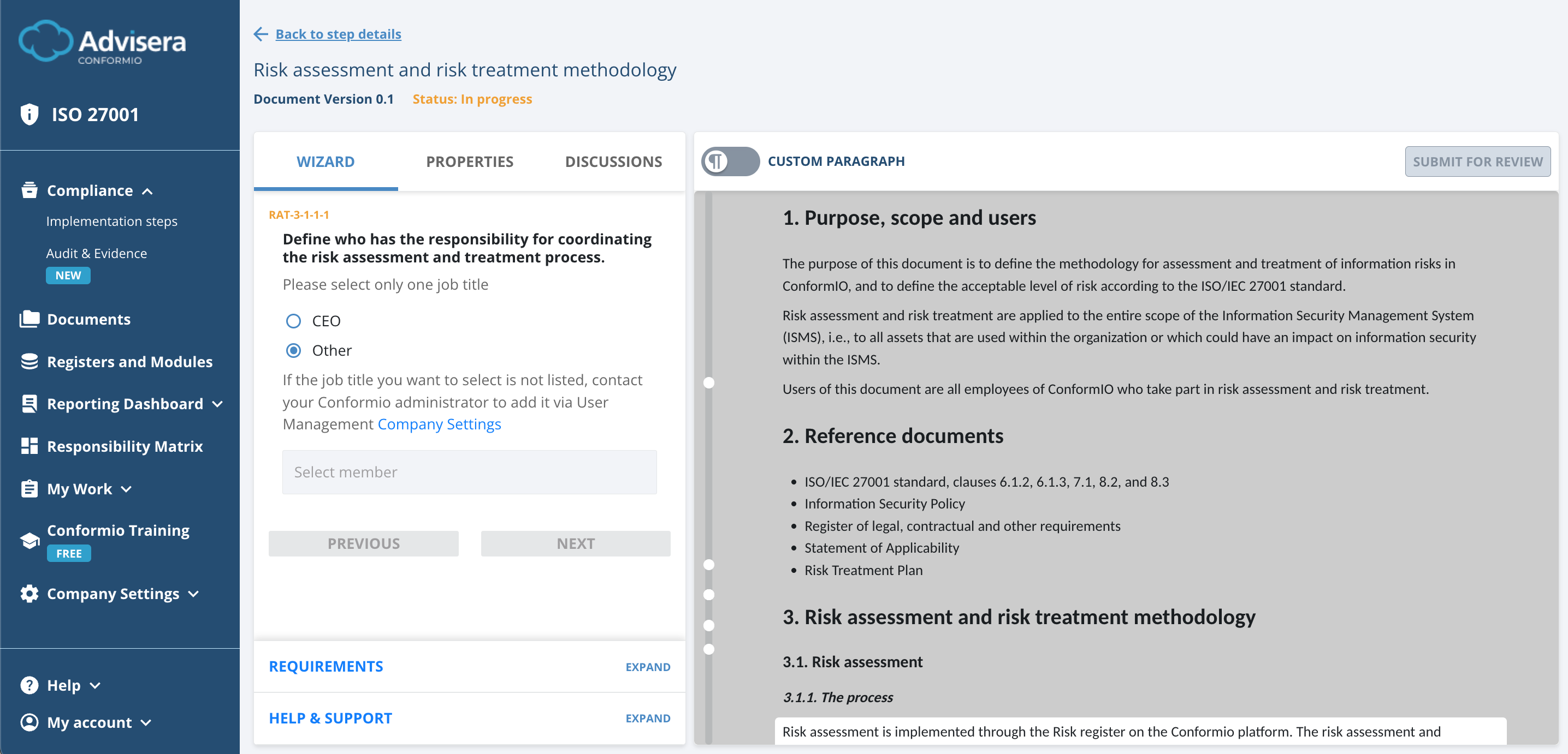 List of ISO 27001 documents in Conformio - Advisera Help Center